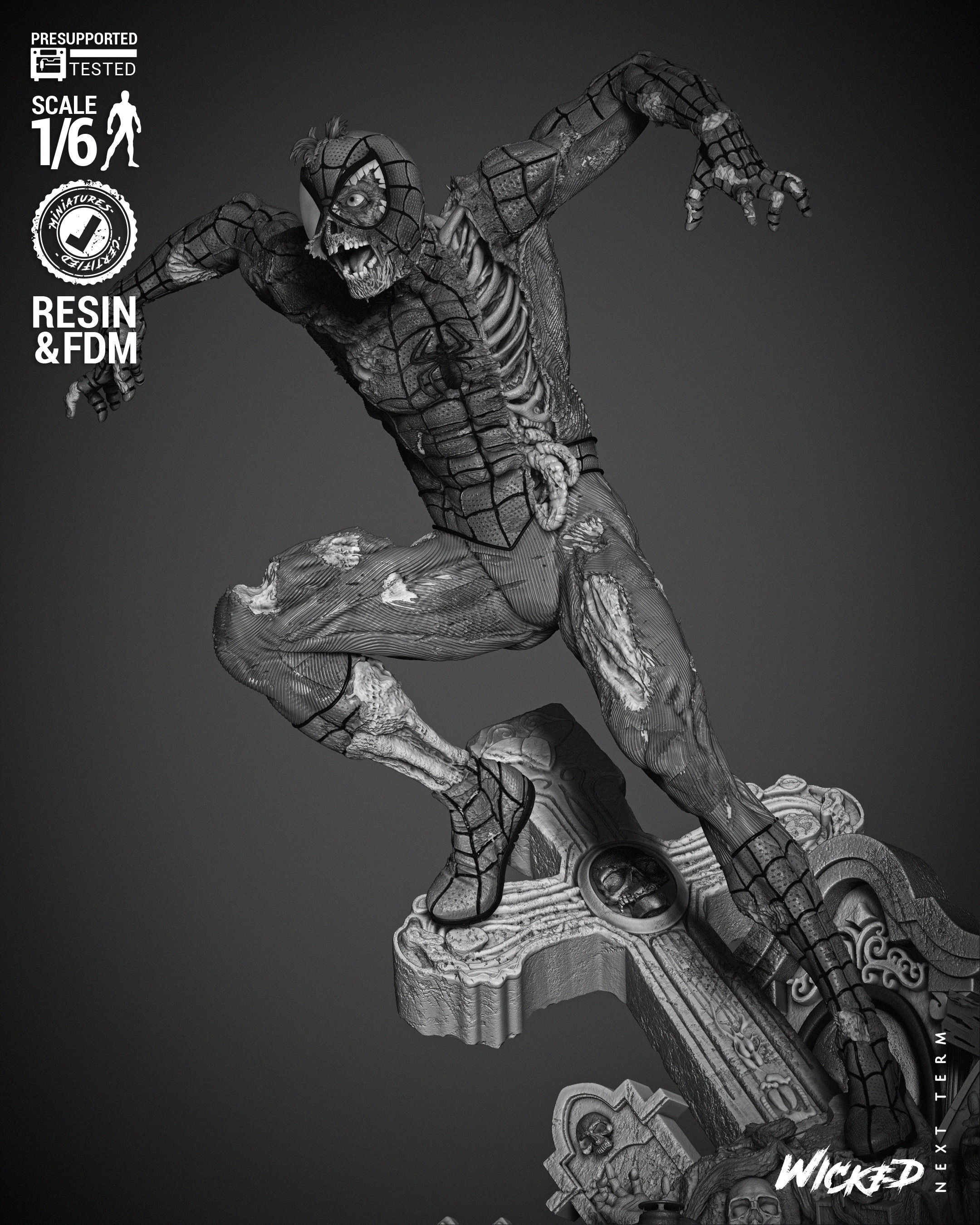Wicked Marvel Spiderman Zombie Sculpture 3D print model_44