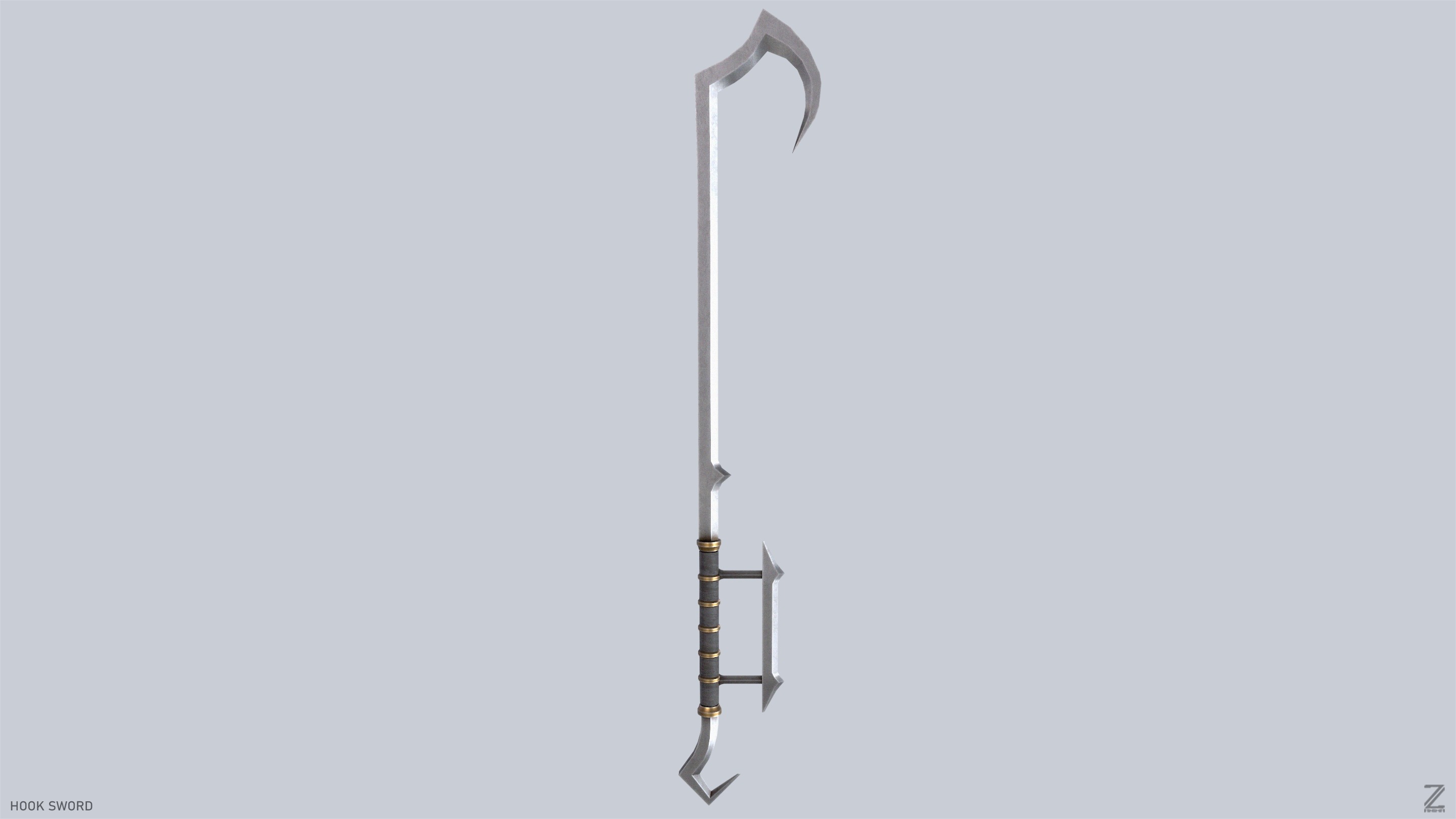 Hook sword Low-poly 3D model_2