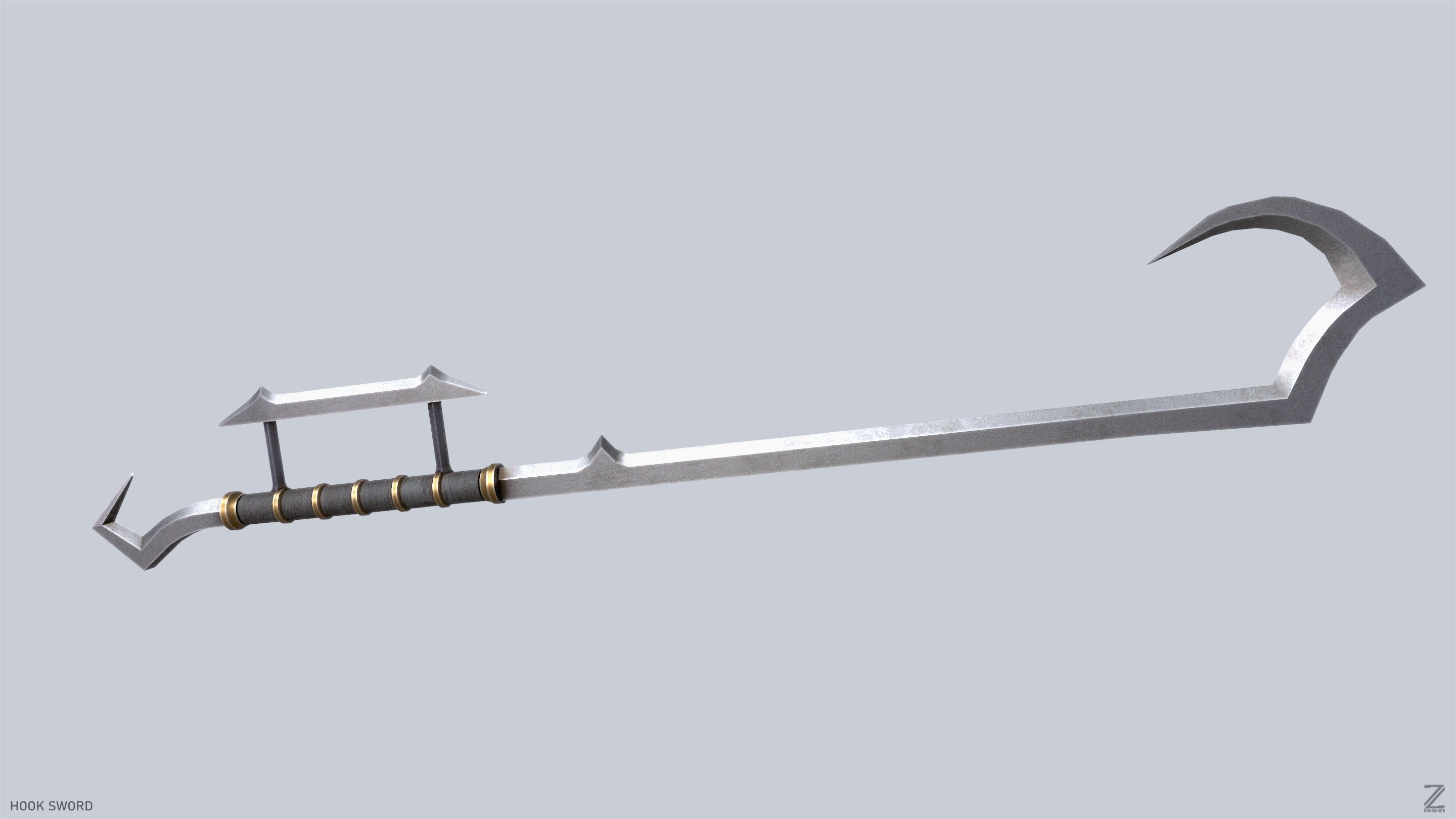 Hook sword Low-poly 3D model_4