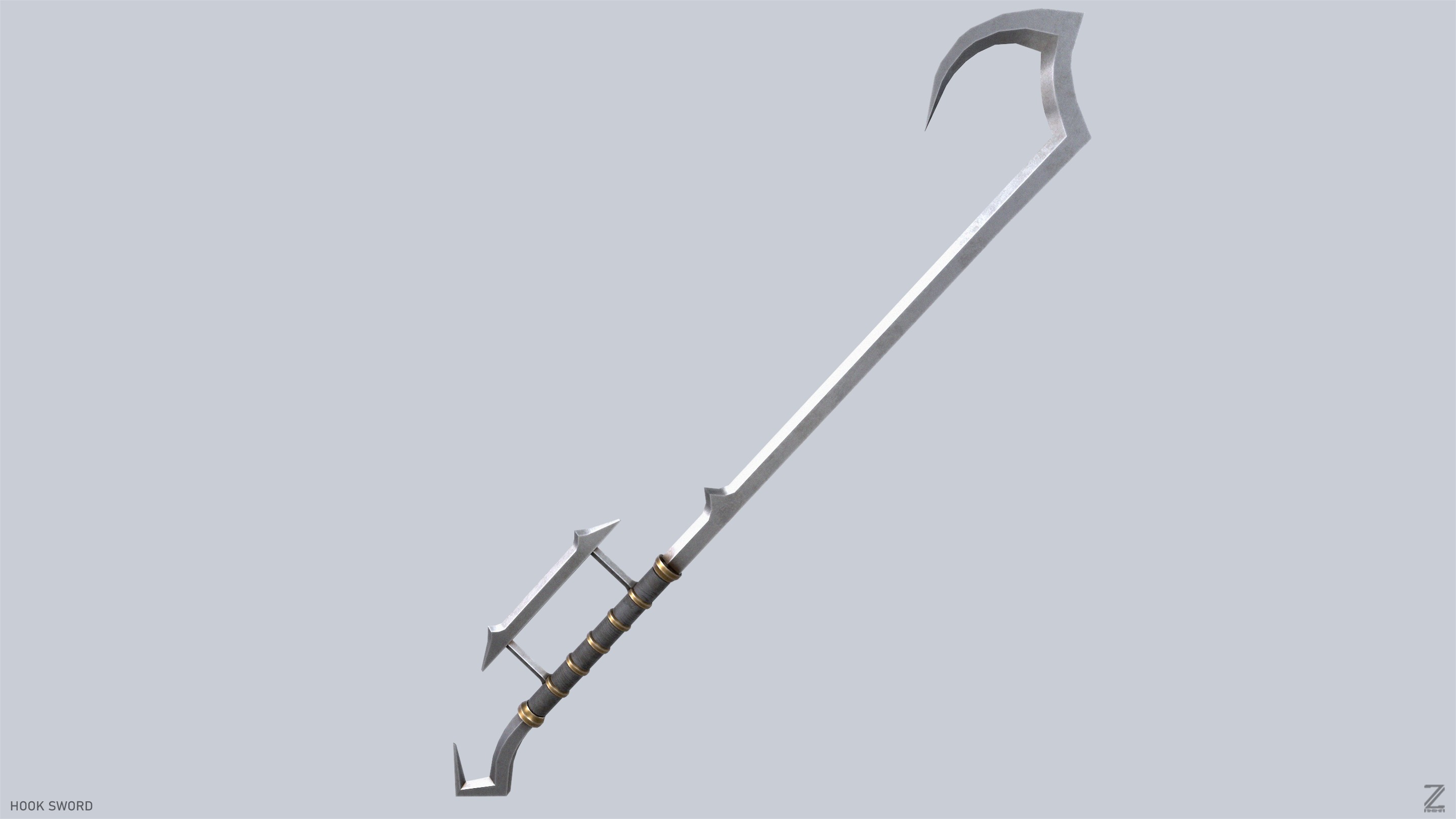 Hook sword Low-poly 3D model_7