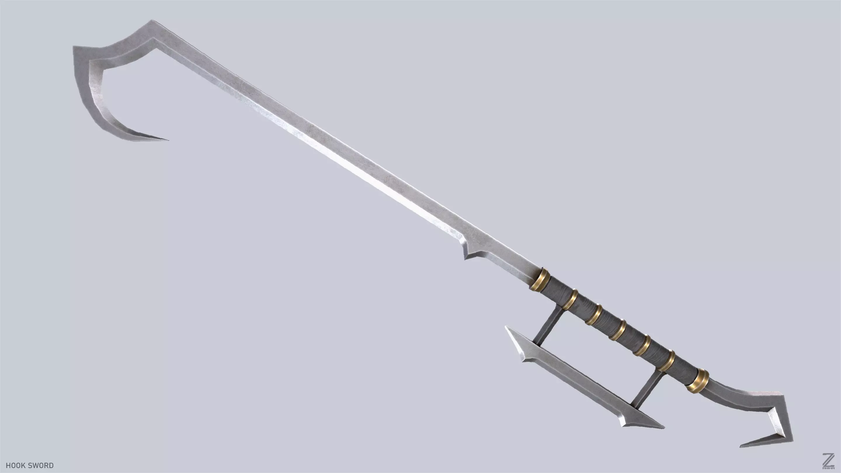 Hook sword Low-poly 3D model_0