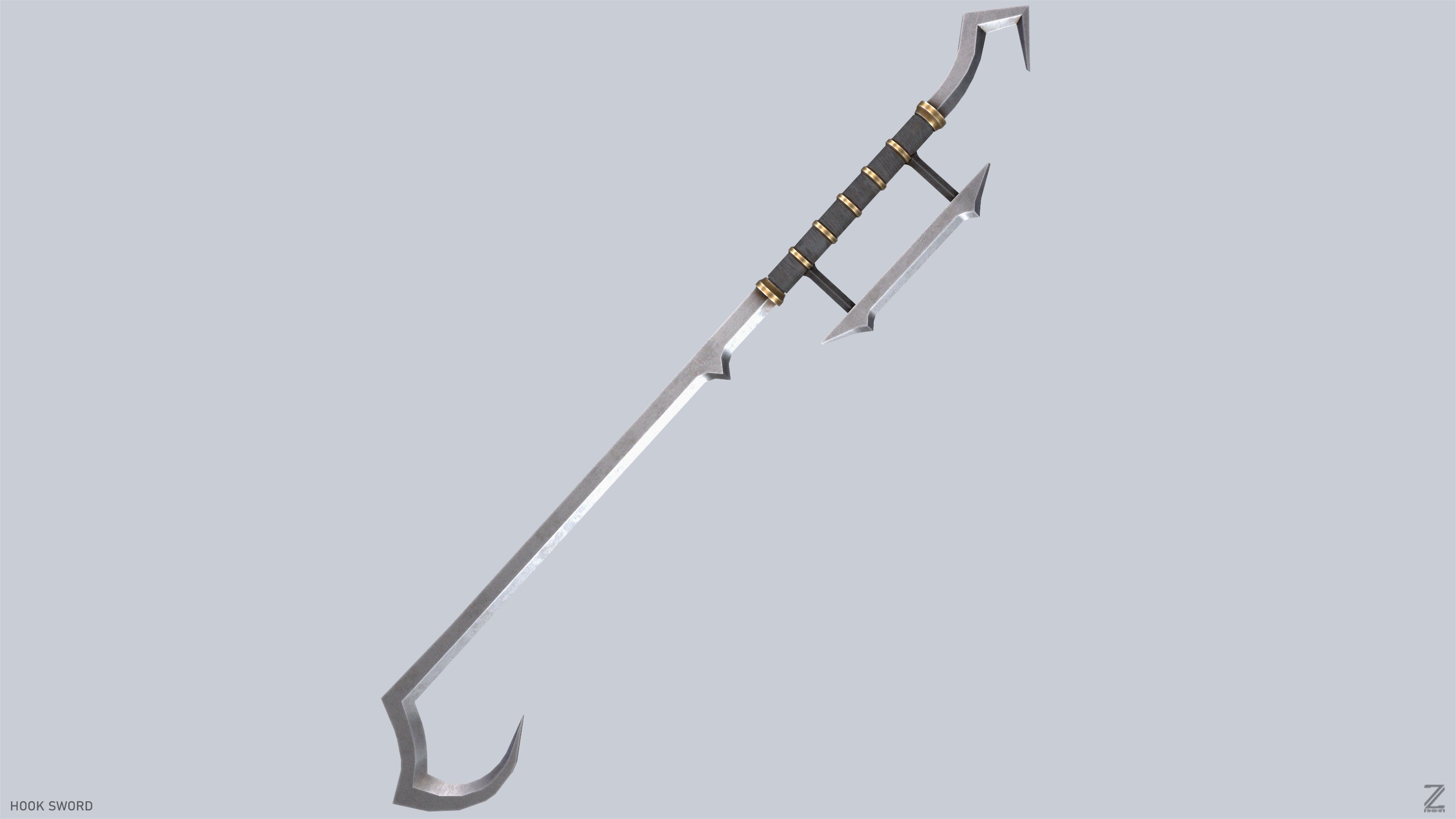 Hook sword Low-poly 3D model_8