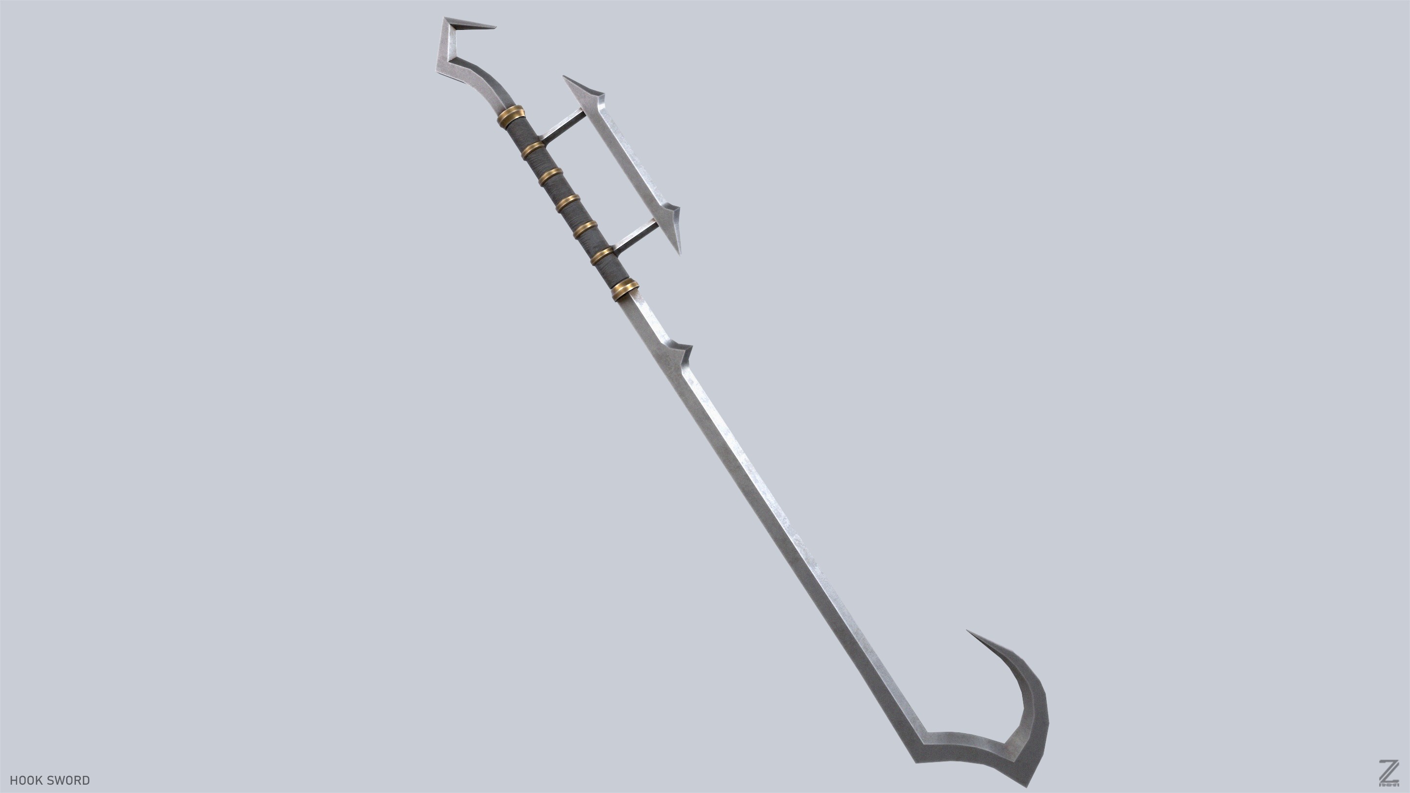 Hook sword Low-poly 3D model_5