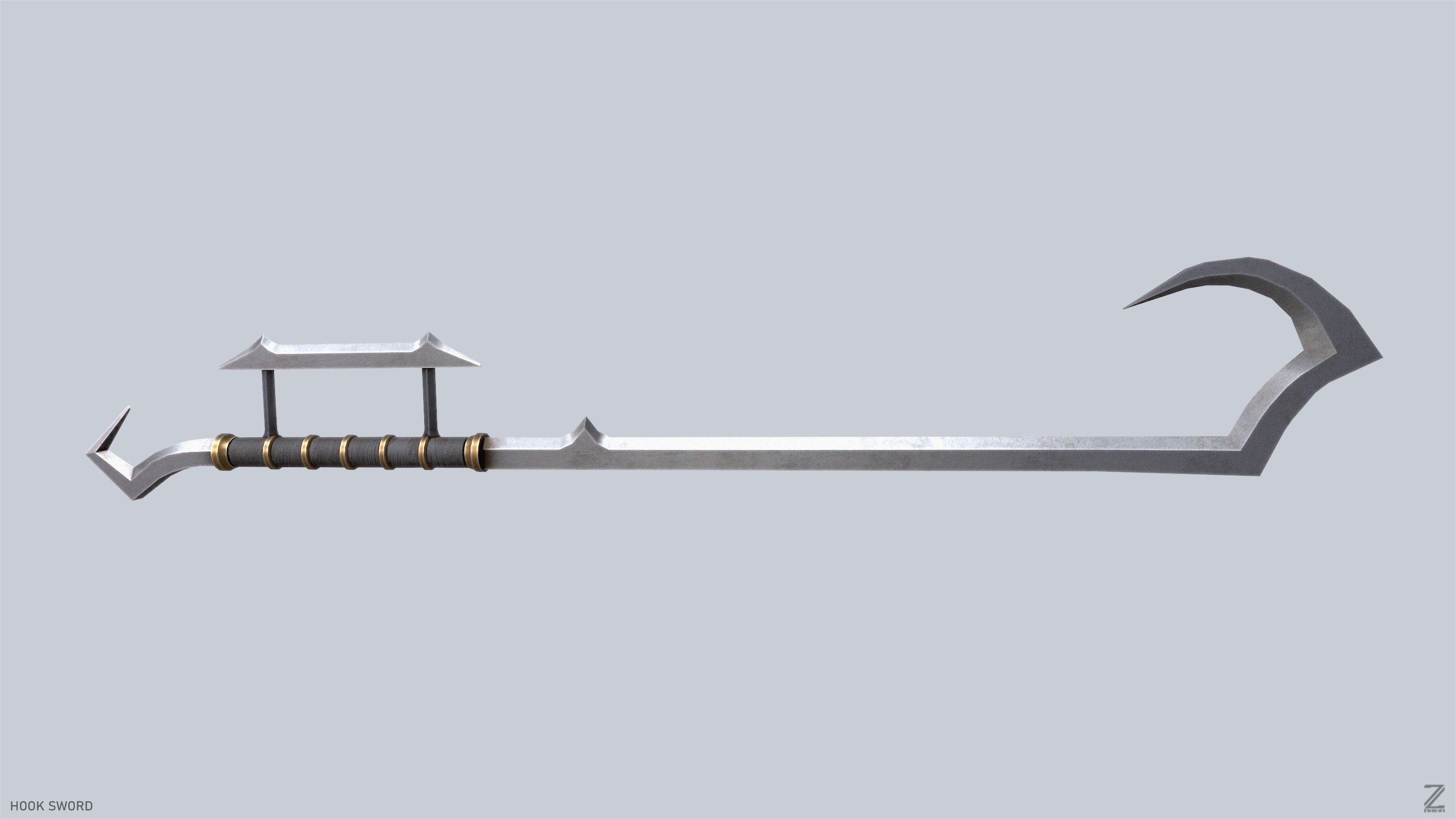Hook sword Low-poly 3D model_6