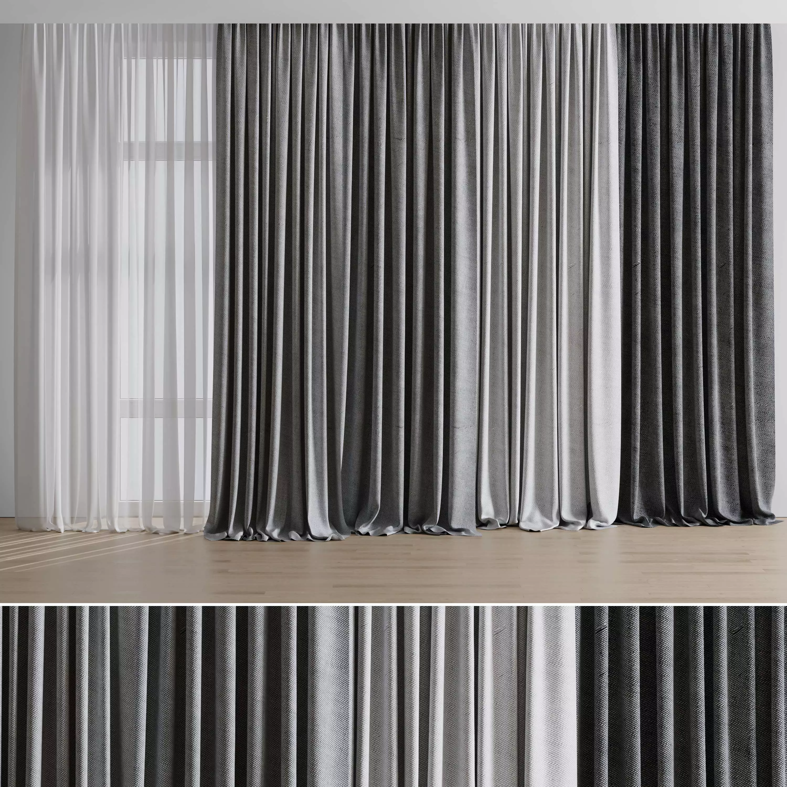 curtains 01 Low-poly 3D model_0