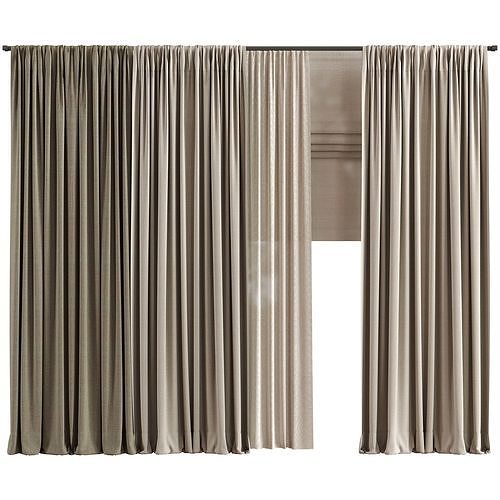 Curtain For interior N091 Low-poly 3D model