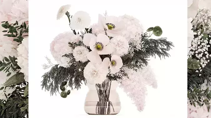 Small Bouquet Of Pink And White Flowers Poppy 470