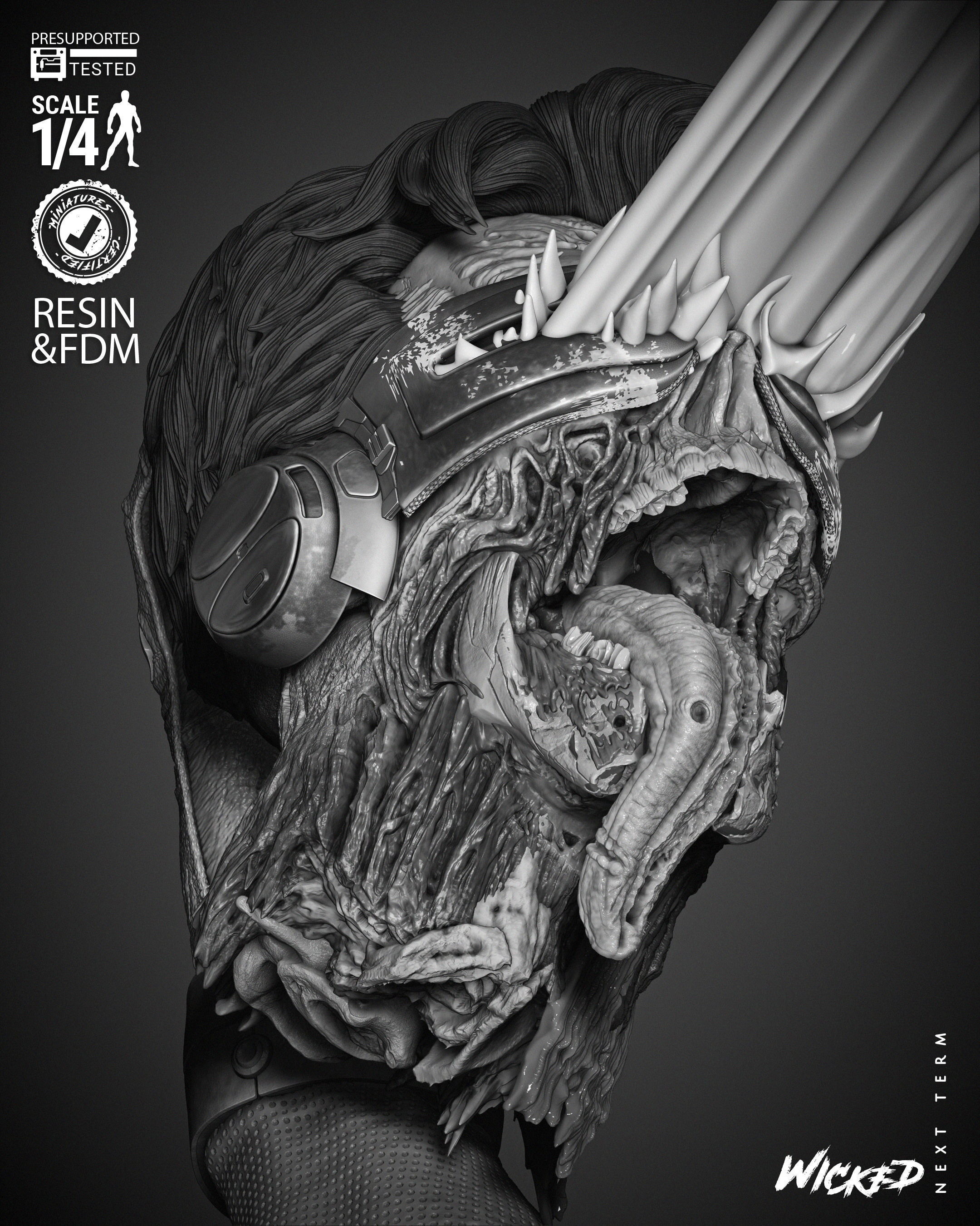 Wicked Marvel Cyclops Zombie Portrait Bust 3D print model_26