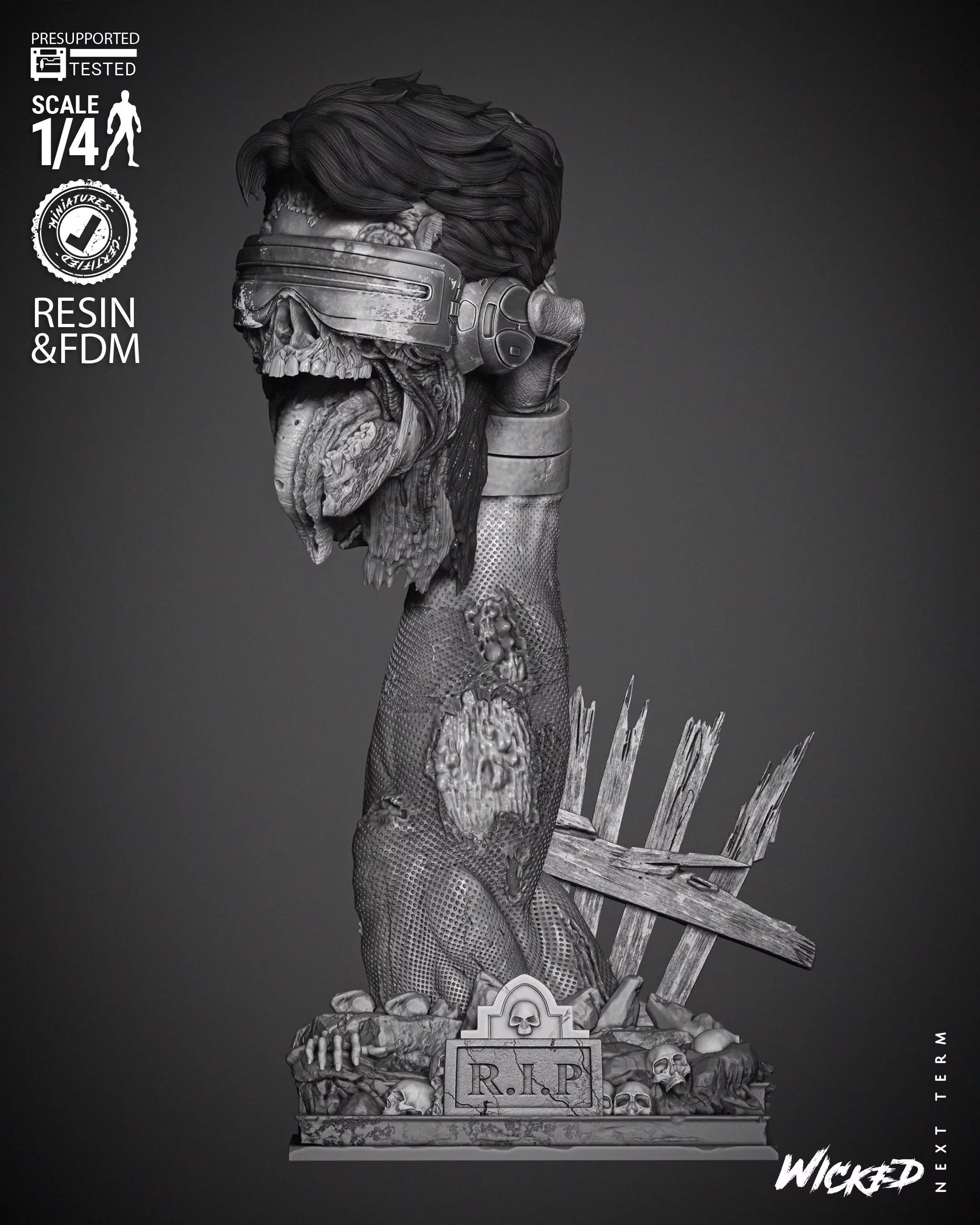 Wicked Marvel Cyclops Zombie Portrait Bust 3D print model_0