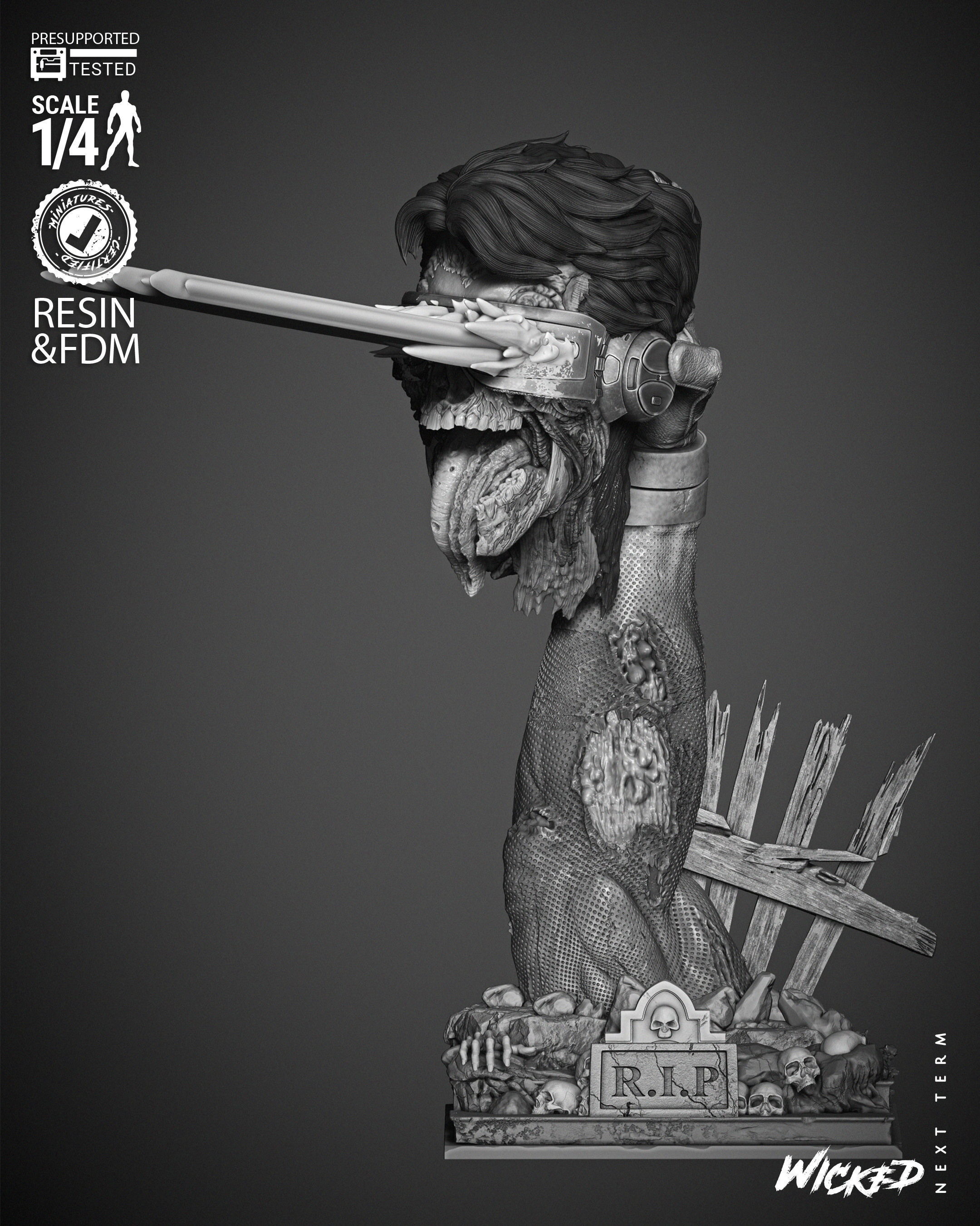 Wicked Marvel Cyclops Zombie Portrait Bust 3D print model_3