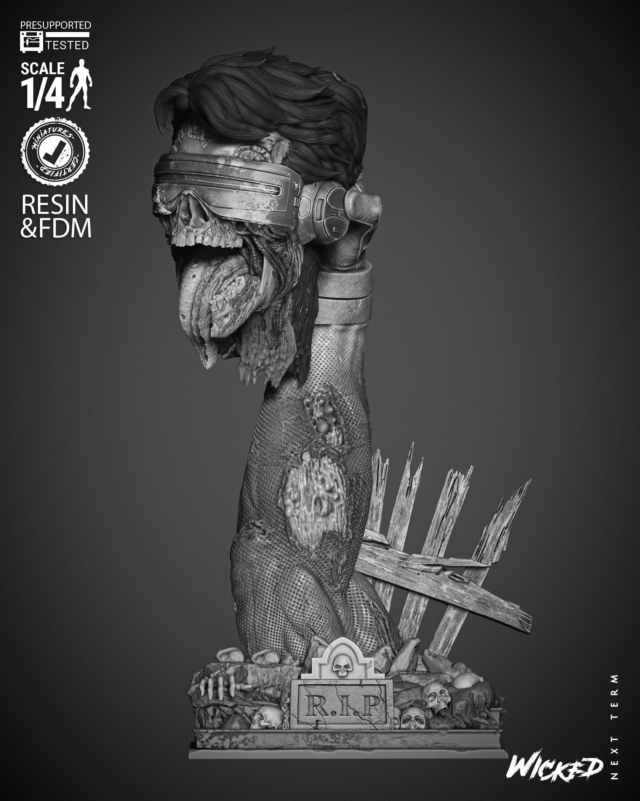 Wicked Marvel Cyclops Zombie Portrait Bust 3D print model_19