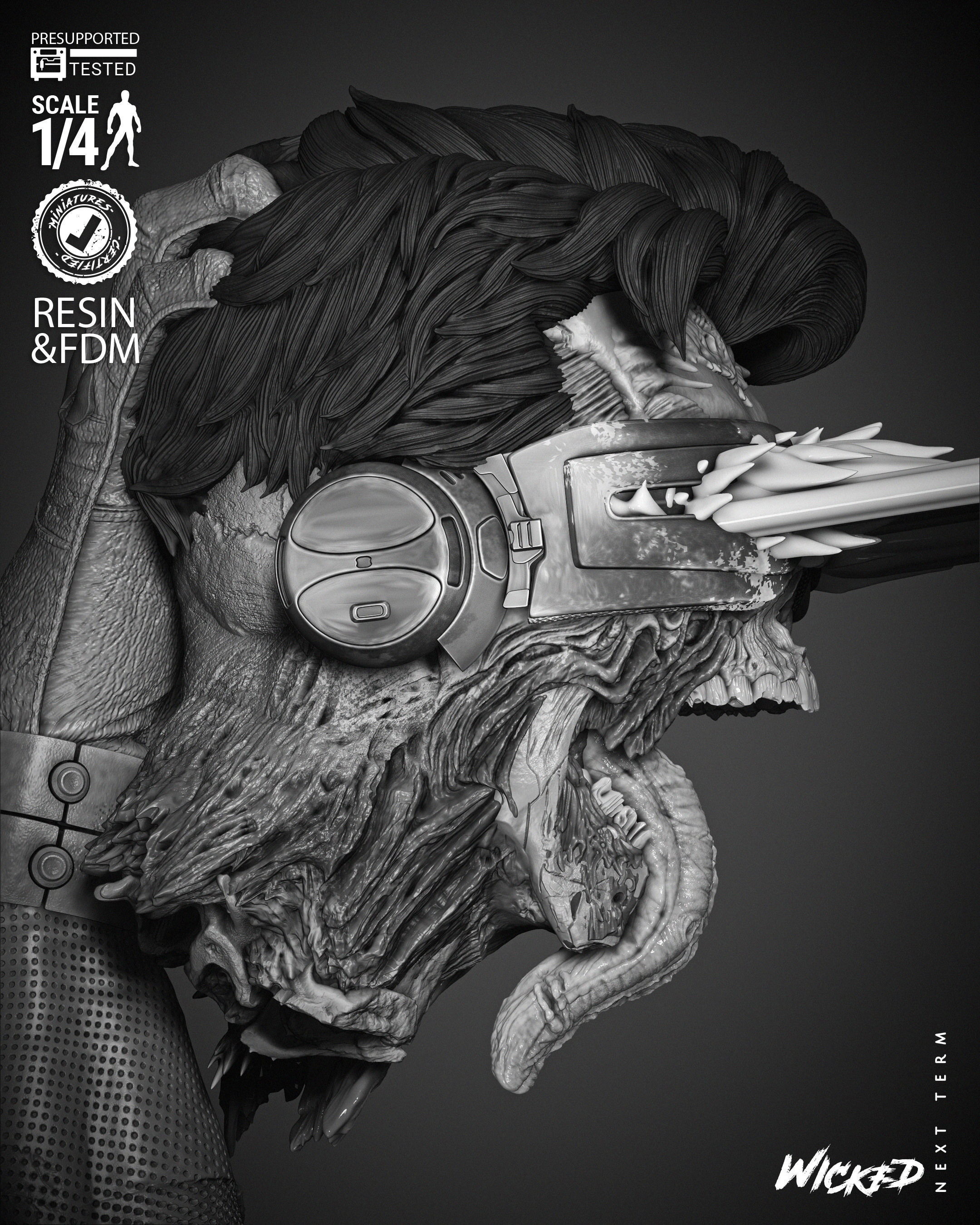 Wicked Marvel Cyclops Zombie Portrait Bust 3D print model_8