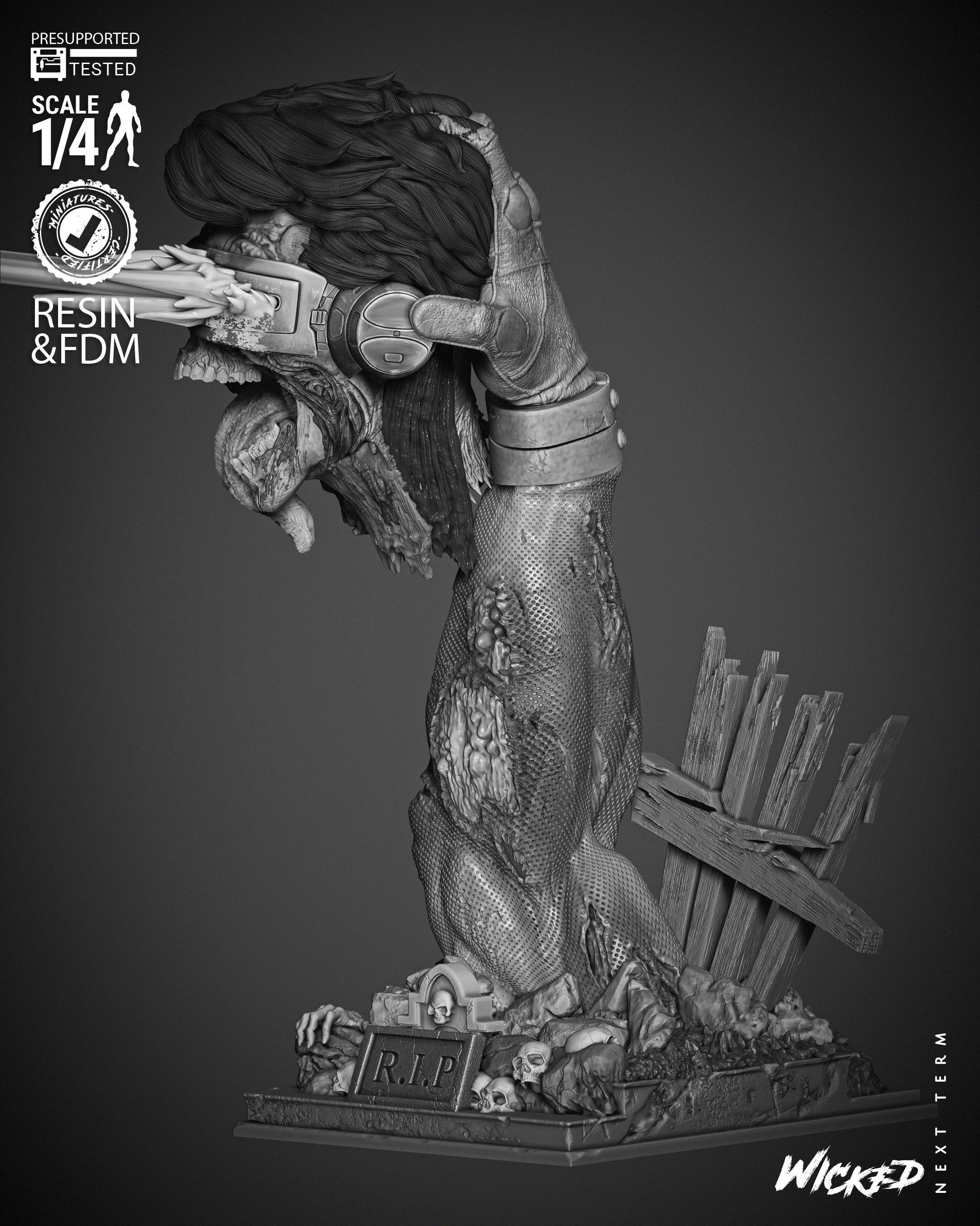 Wicked Marvel Cyclops Zombie Portrait Bust 3D print model_32