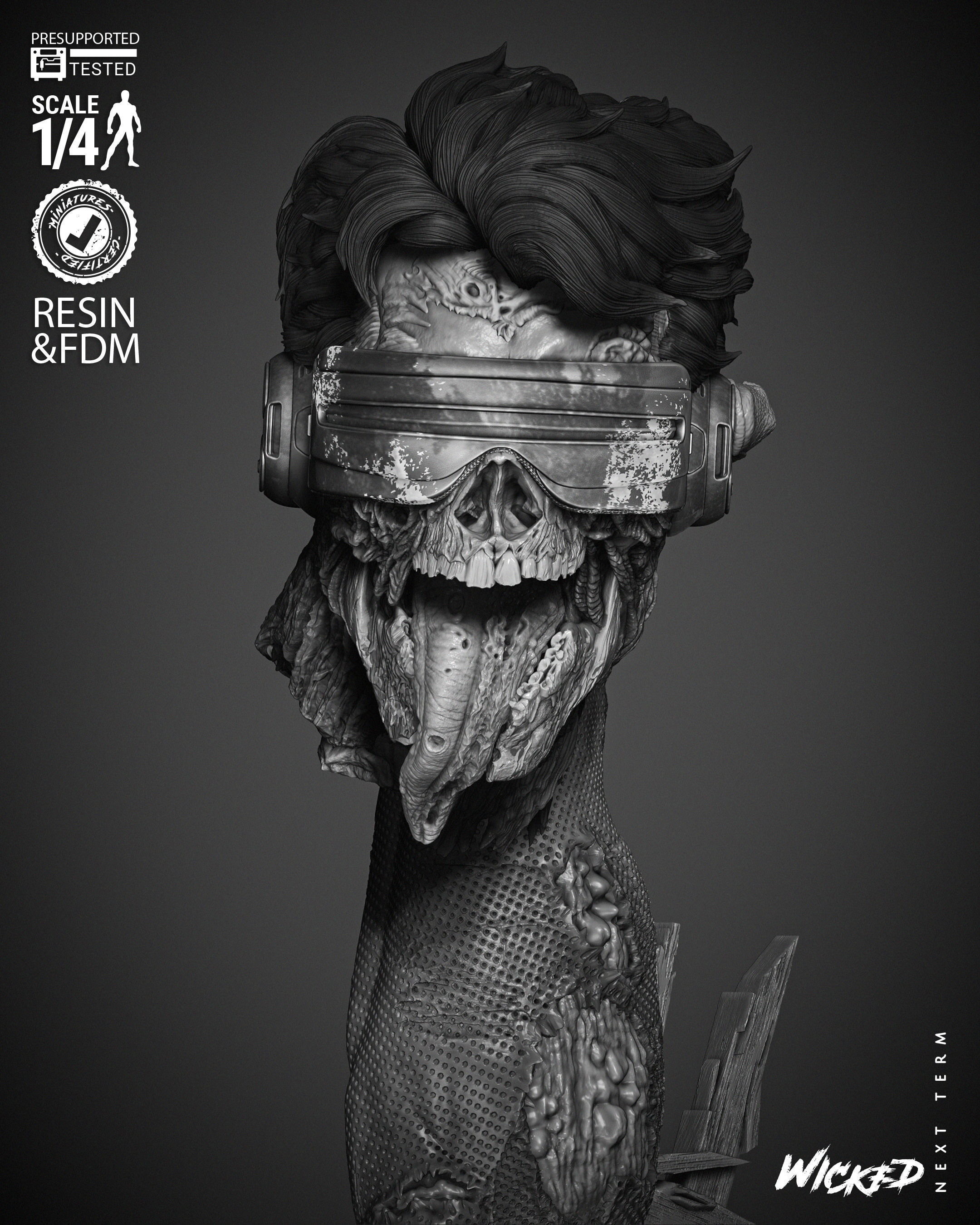 Wicked Marvel Cyclops Zombie Portrait Bust 3D print model_20