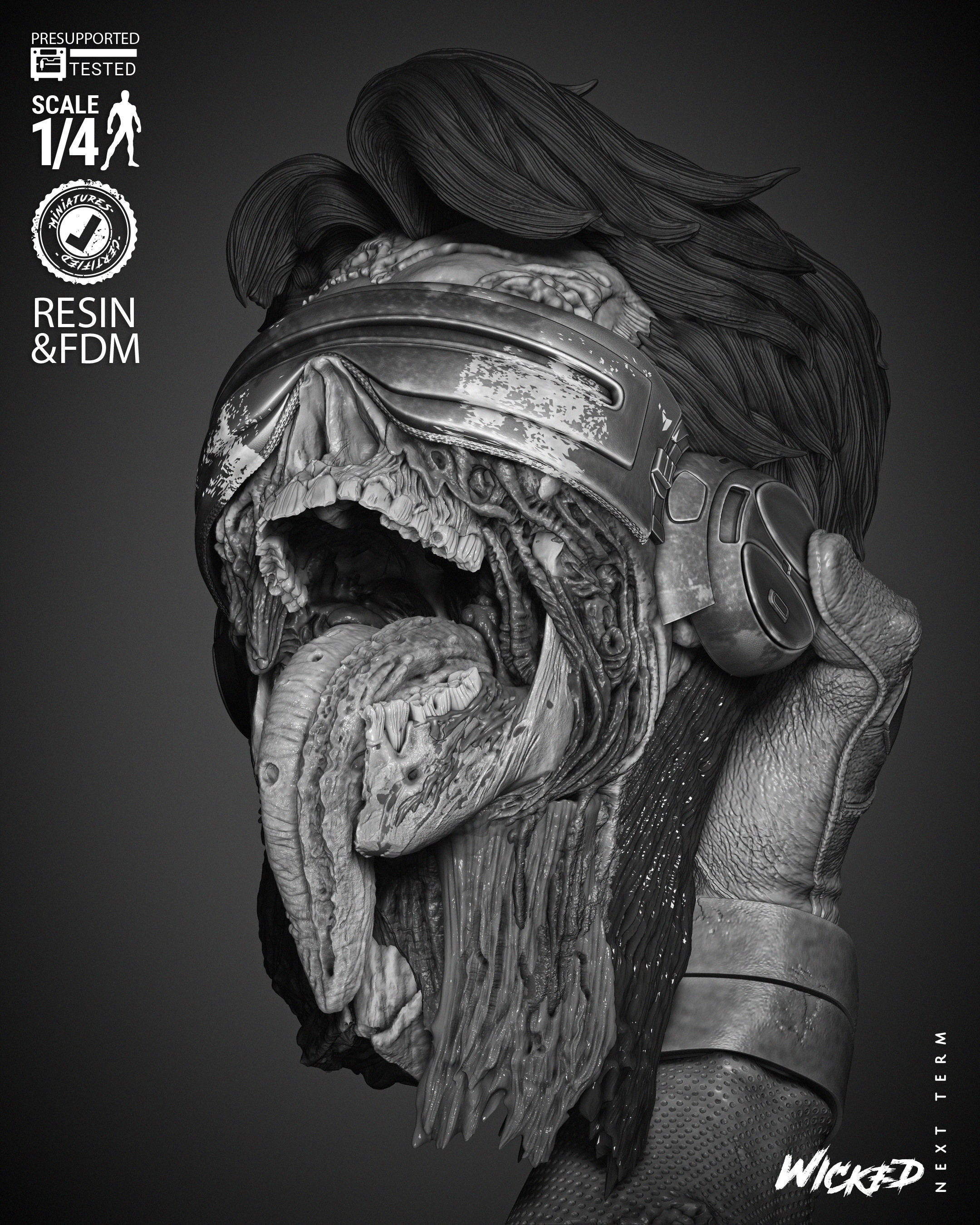 Wicked Marvel Cyclops Zombie Portrait Bust 3D print model_38