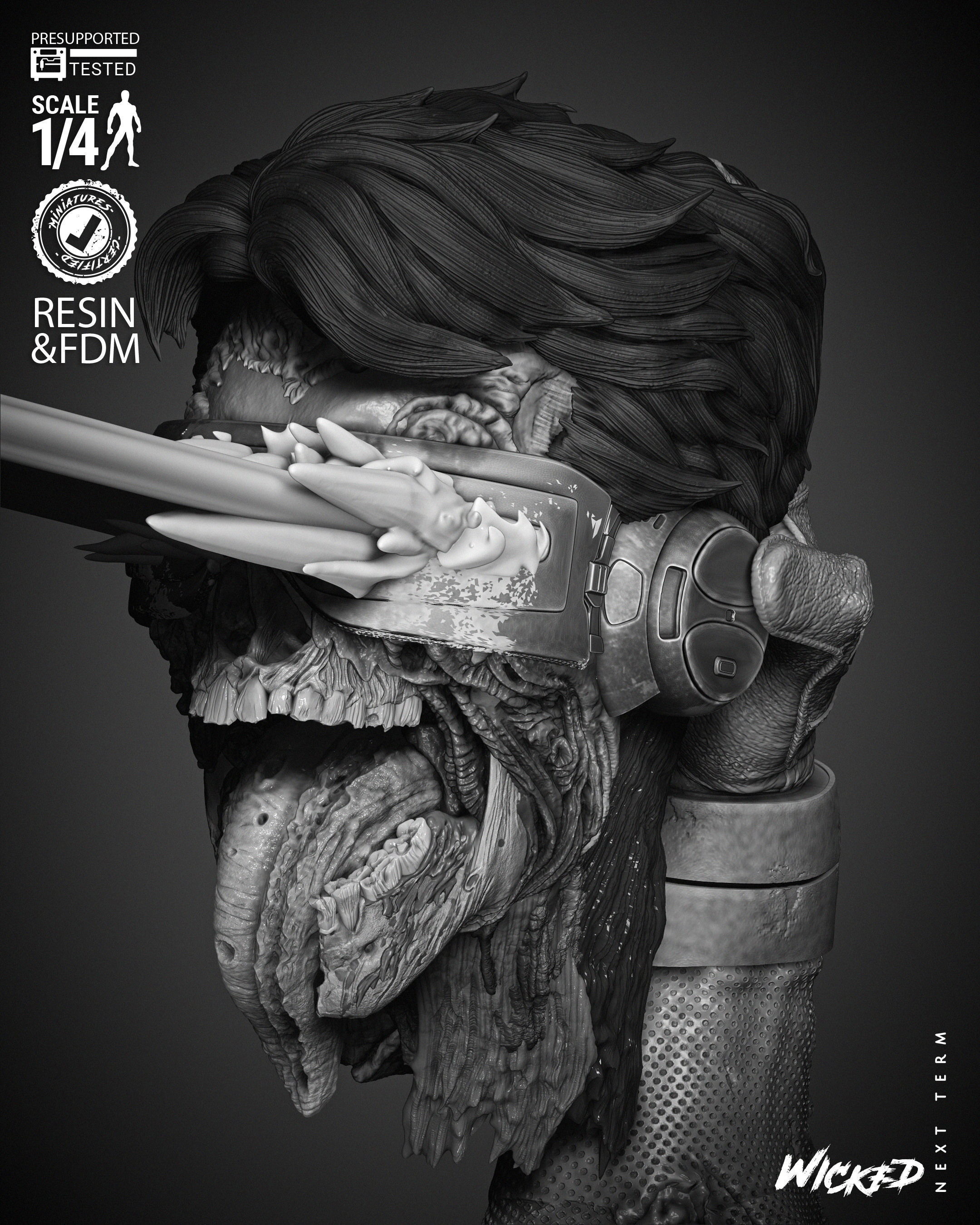 Wicked Marvel Cyclops Zombie Portrait Bust 3D print model_36