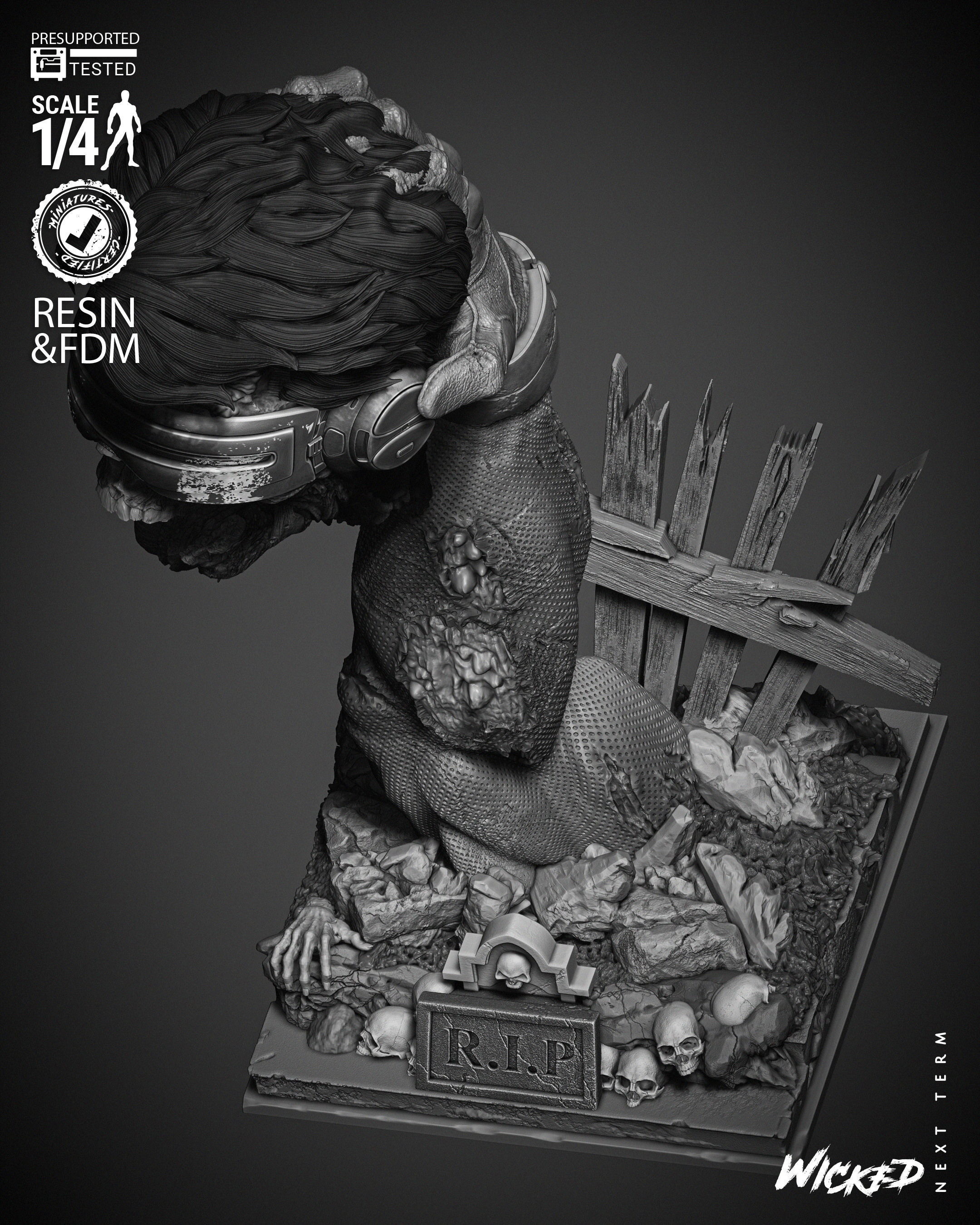 Wicked Marvel Cyclops Zombie Portrait Bust 3D print model_42