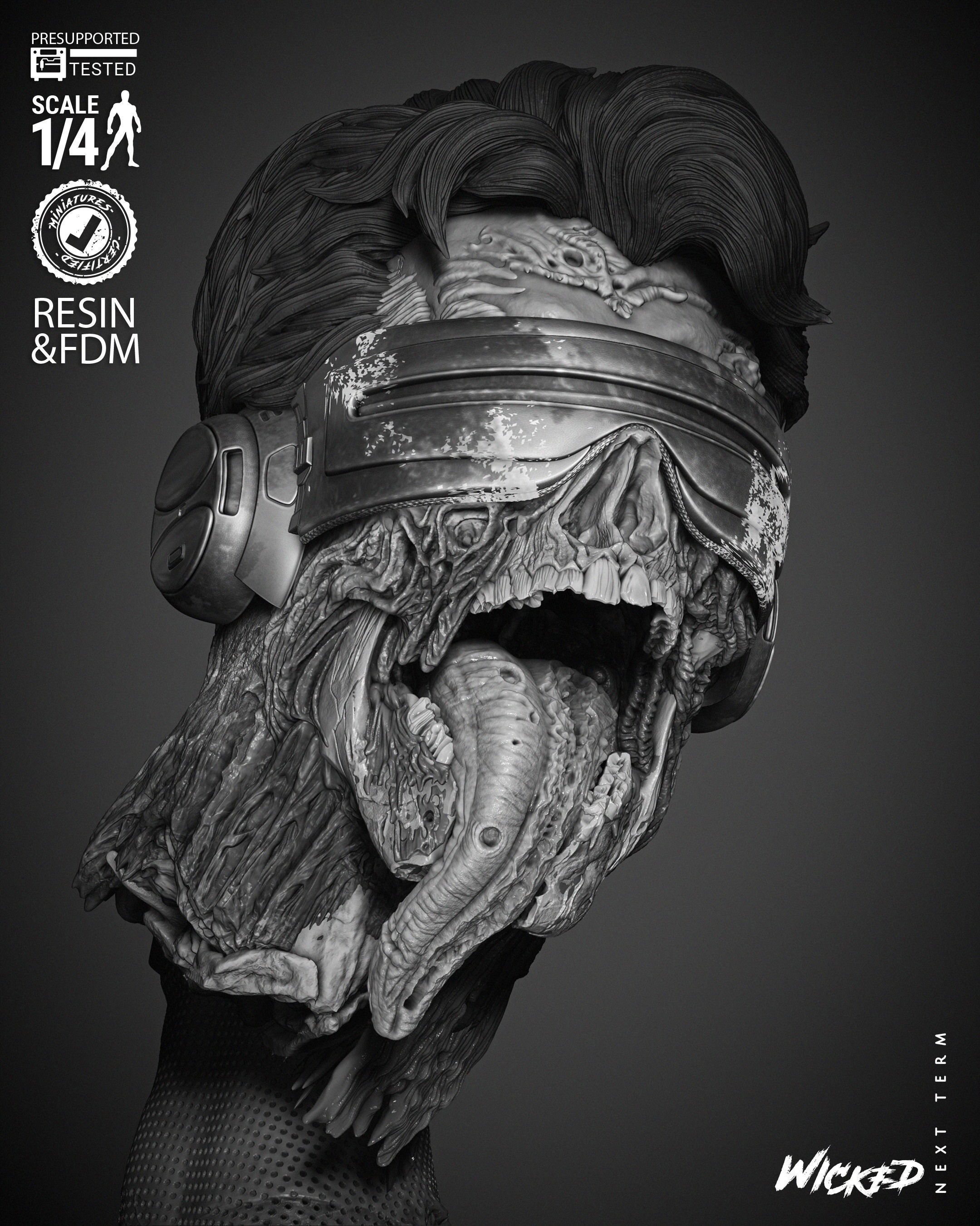 Wicked Marvel Cyclops Zombie Portrait Bust 3D print model_2