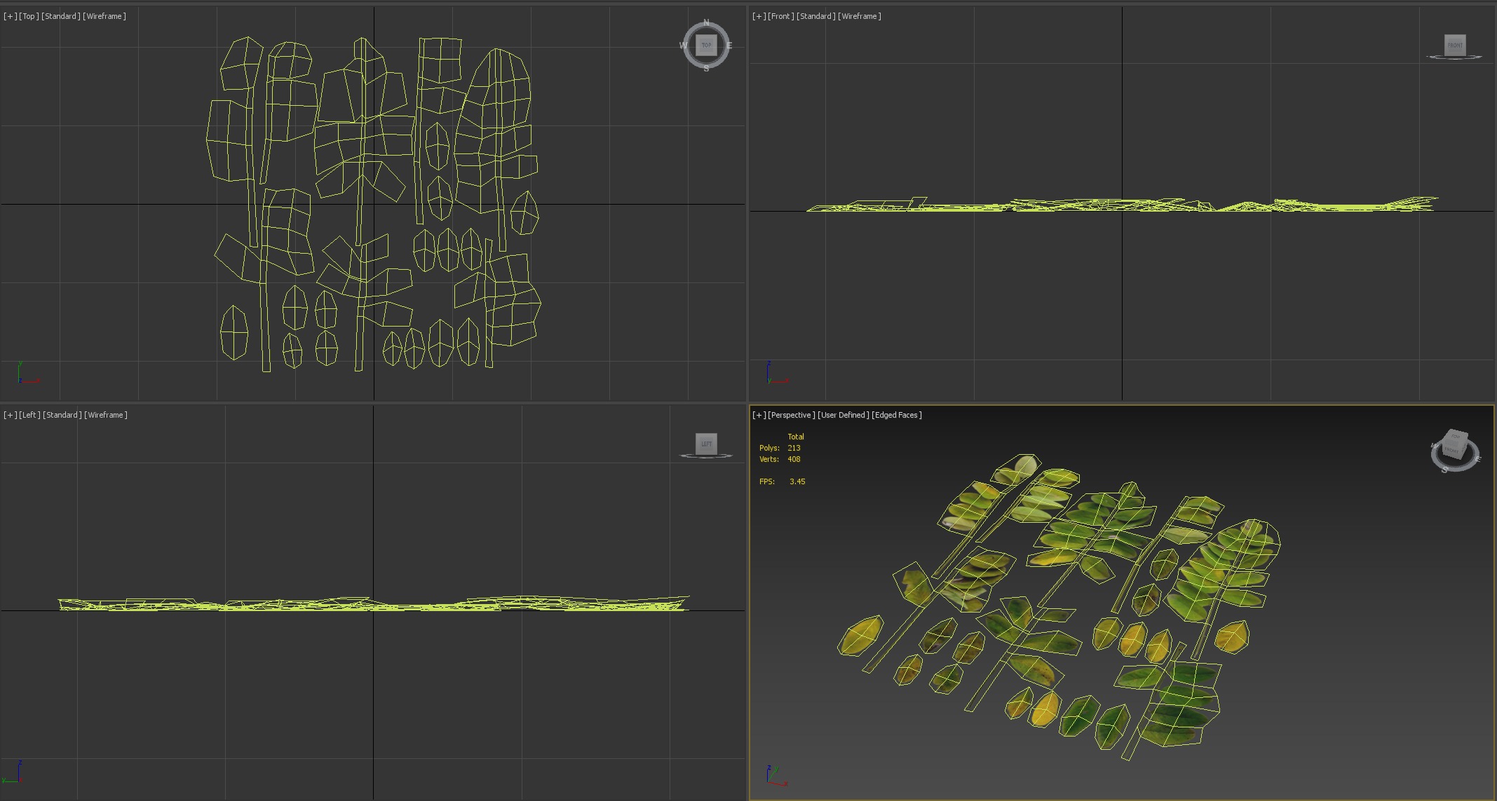 Acacia Leaves Leaf Autumn Fall Low-poly 3D model_10