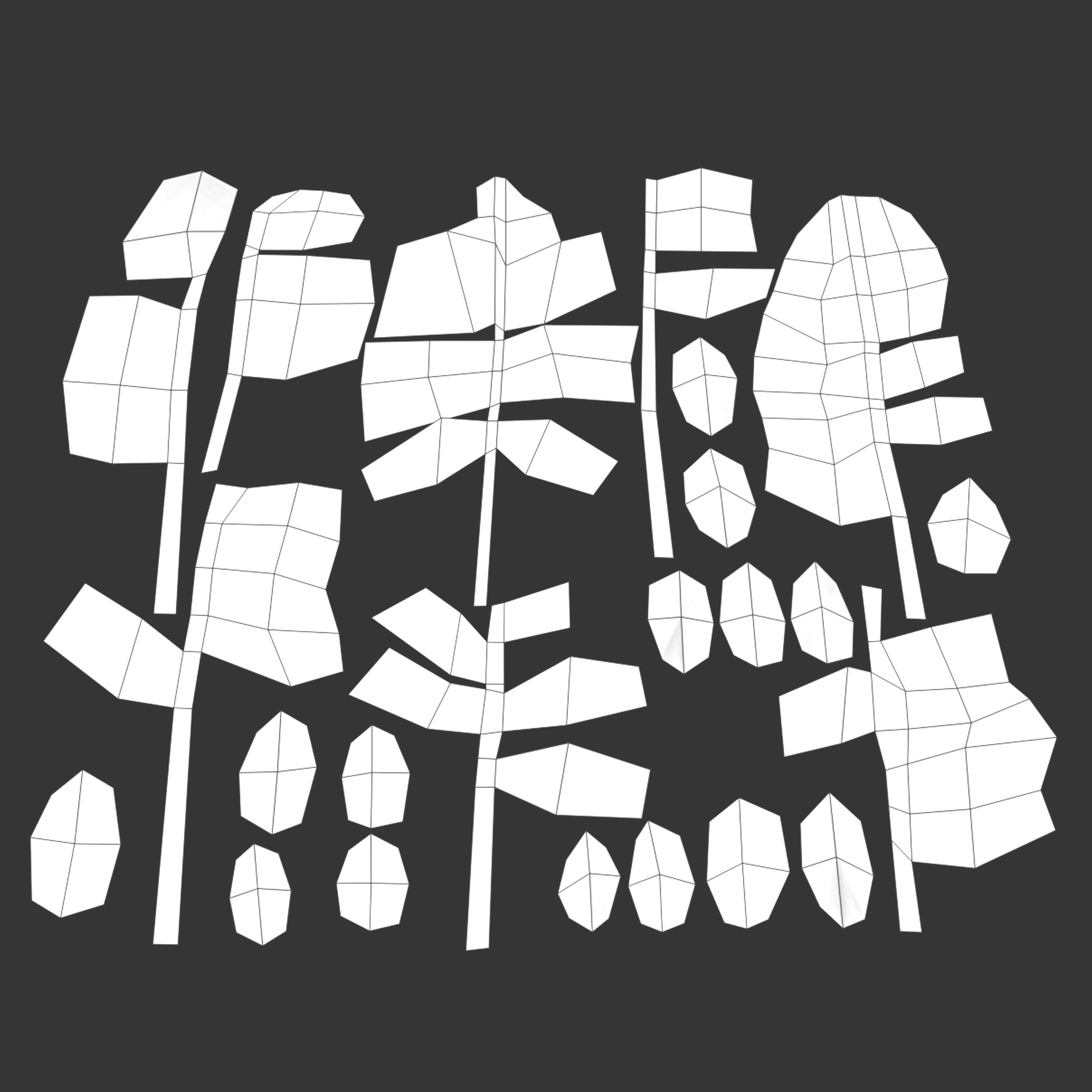 Acacia Leaves Leaf Autumn Fall Low-poly 3D model_11