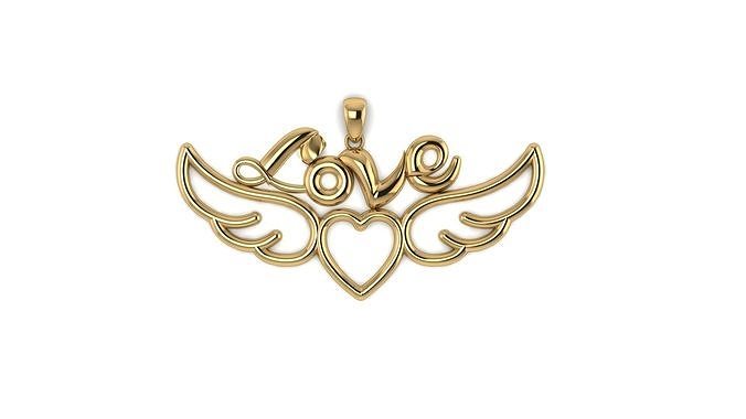 flying heart pendant 3d printble model 3D print model