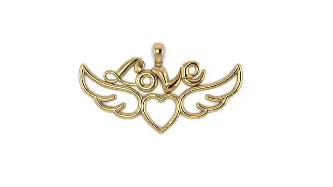 flying heart pendant 3d printble model 3D print model