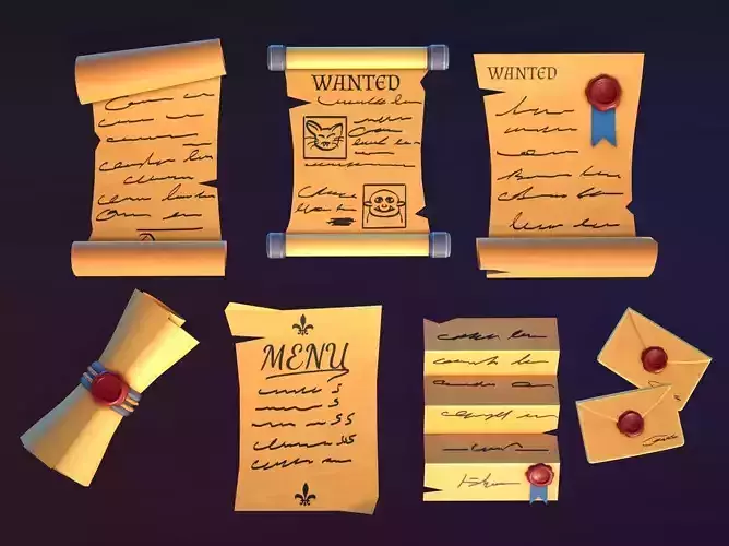 Stylized Parchments - Lowpoly and Gameready