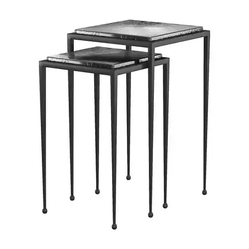 Dexter Smoked Black Cast Glass Nesting Tables