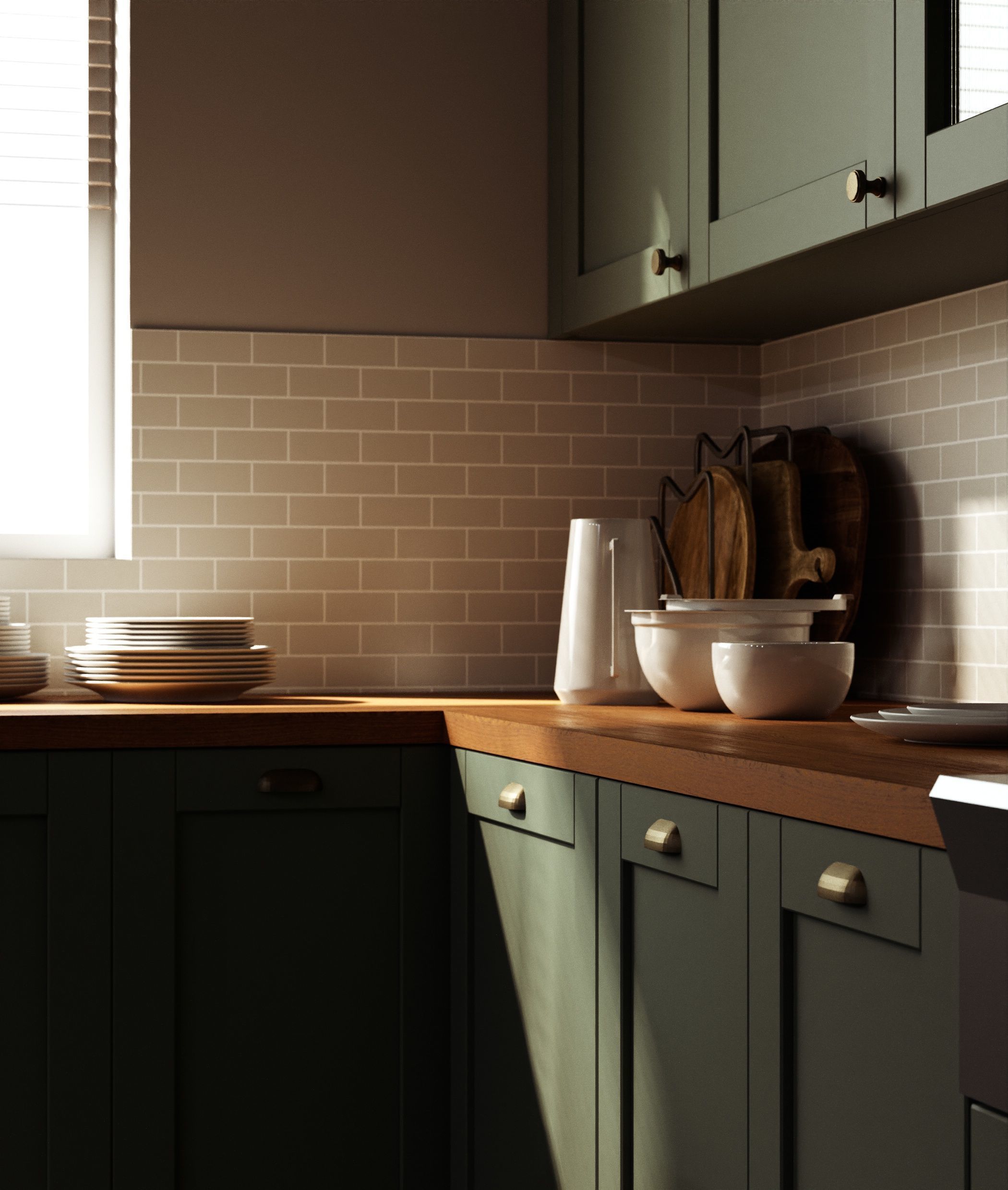 A kitchen with a classic L-shaped layout with a spacious island 3D model_6