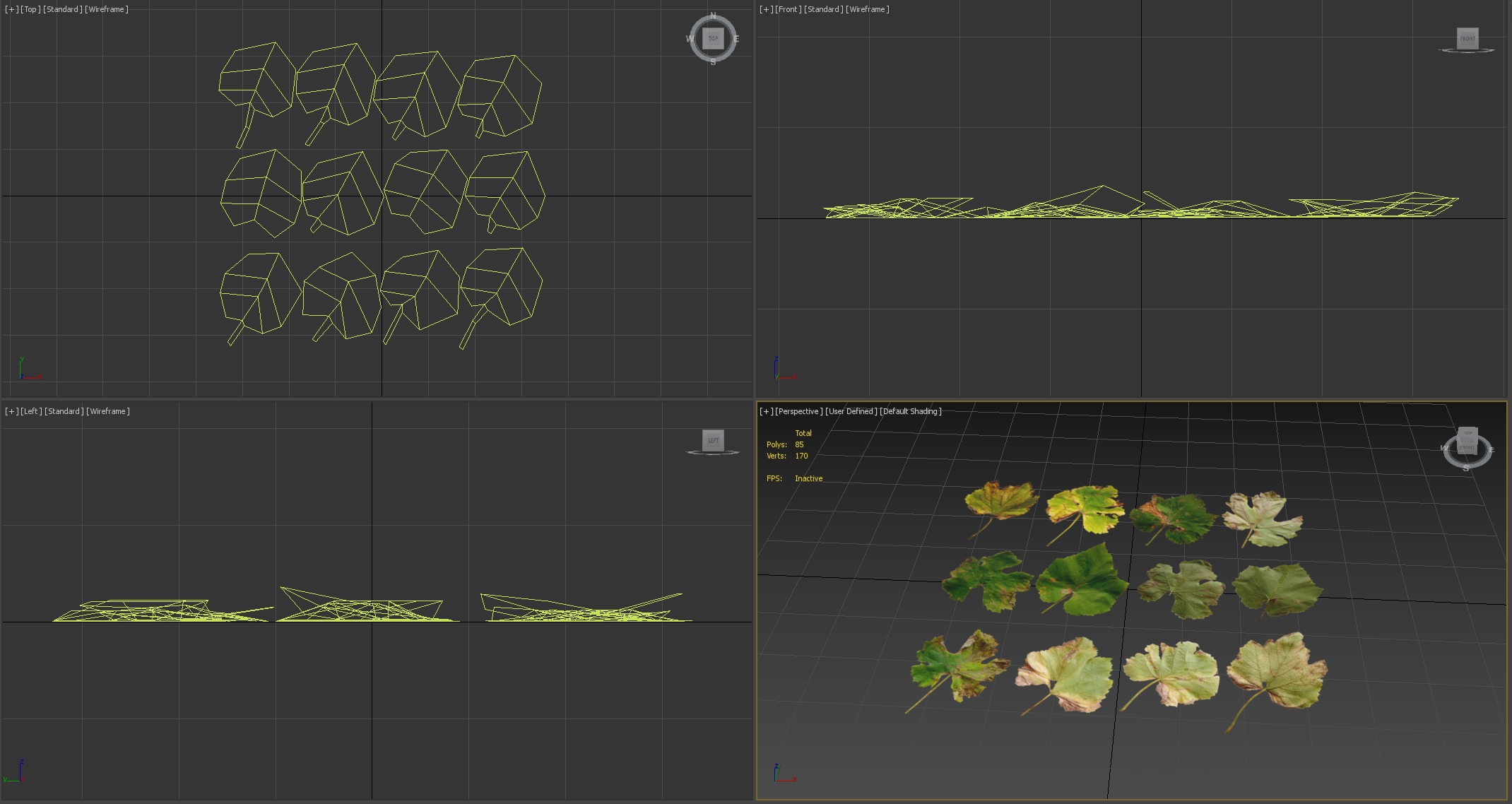 Fall Autumn Grape Leaves Leaf Low-poly 3D model_14