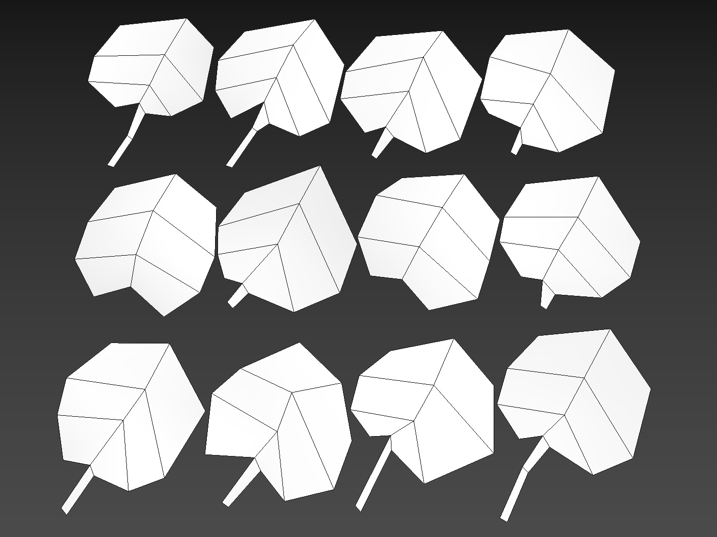 Fall Autumn Grape Leaves Leaf Low-poly 3D model_9