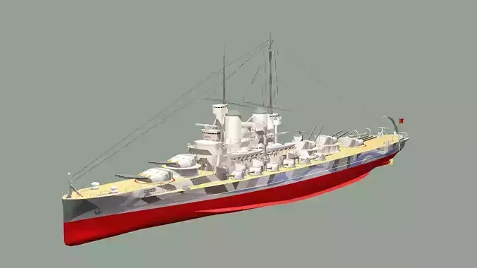 USA Arizona Battleship Low-Poly 3D Model 3D model