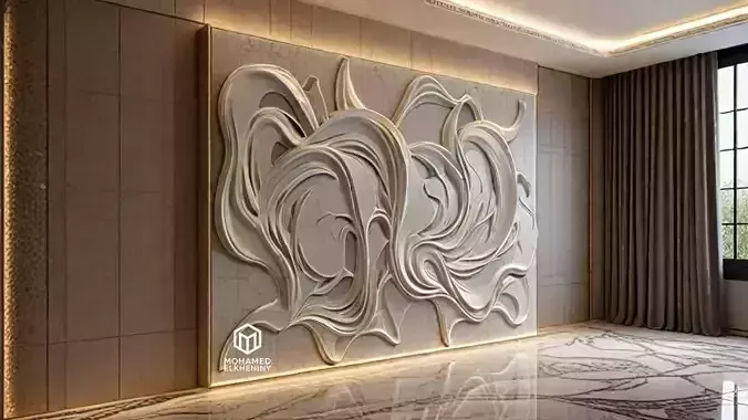 modern panel wall decor set wall relief mural CNC 93 3D model
