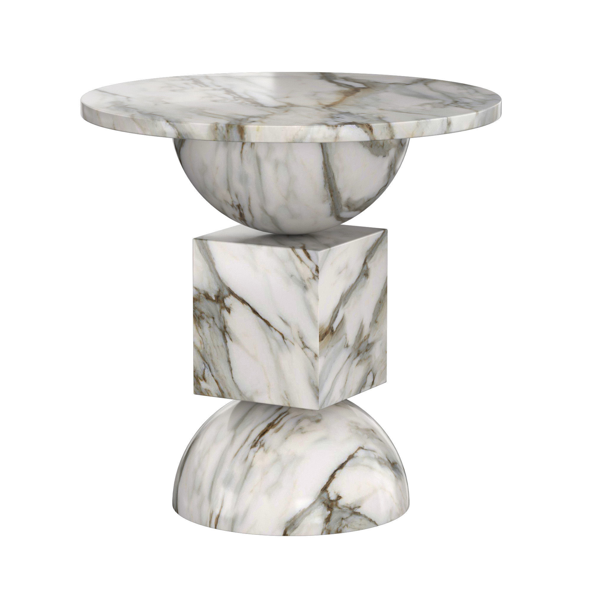 Neda Ebony Marble End Table 3D model_2