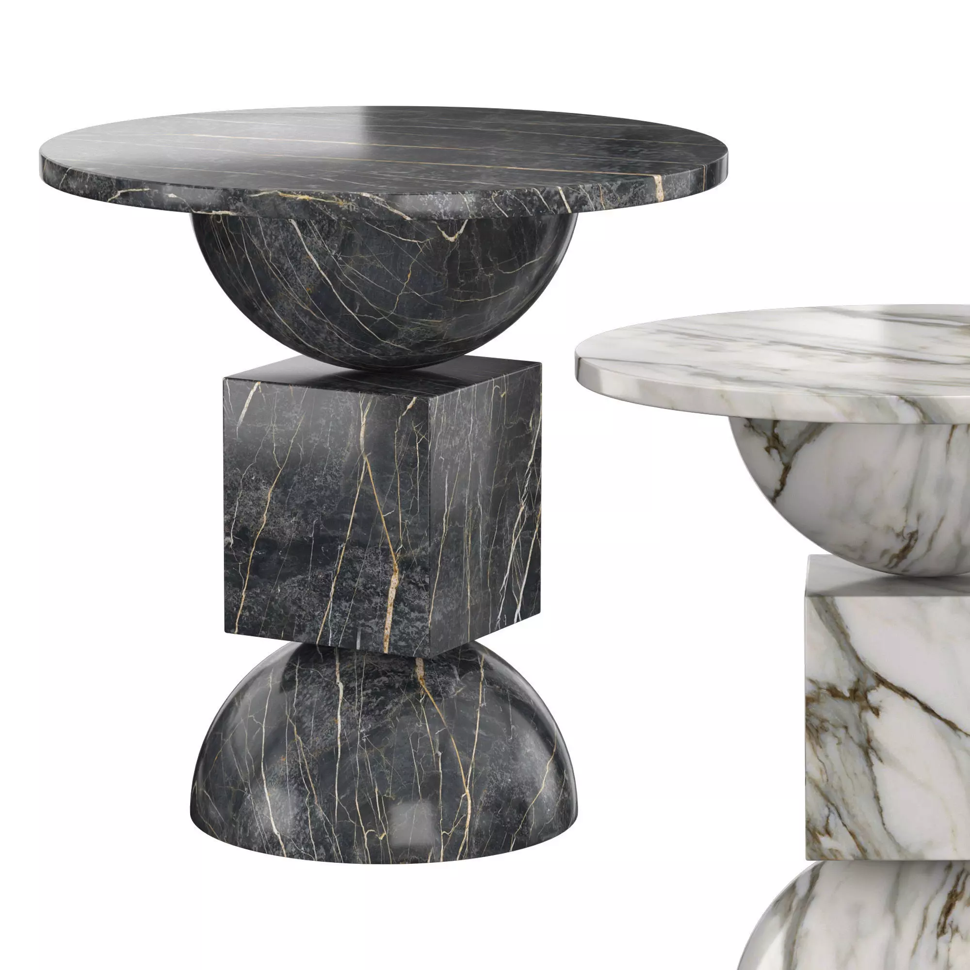 Neda Ebony Marble End Table 3D model_0