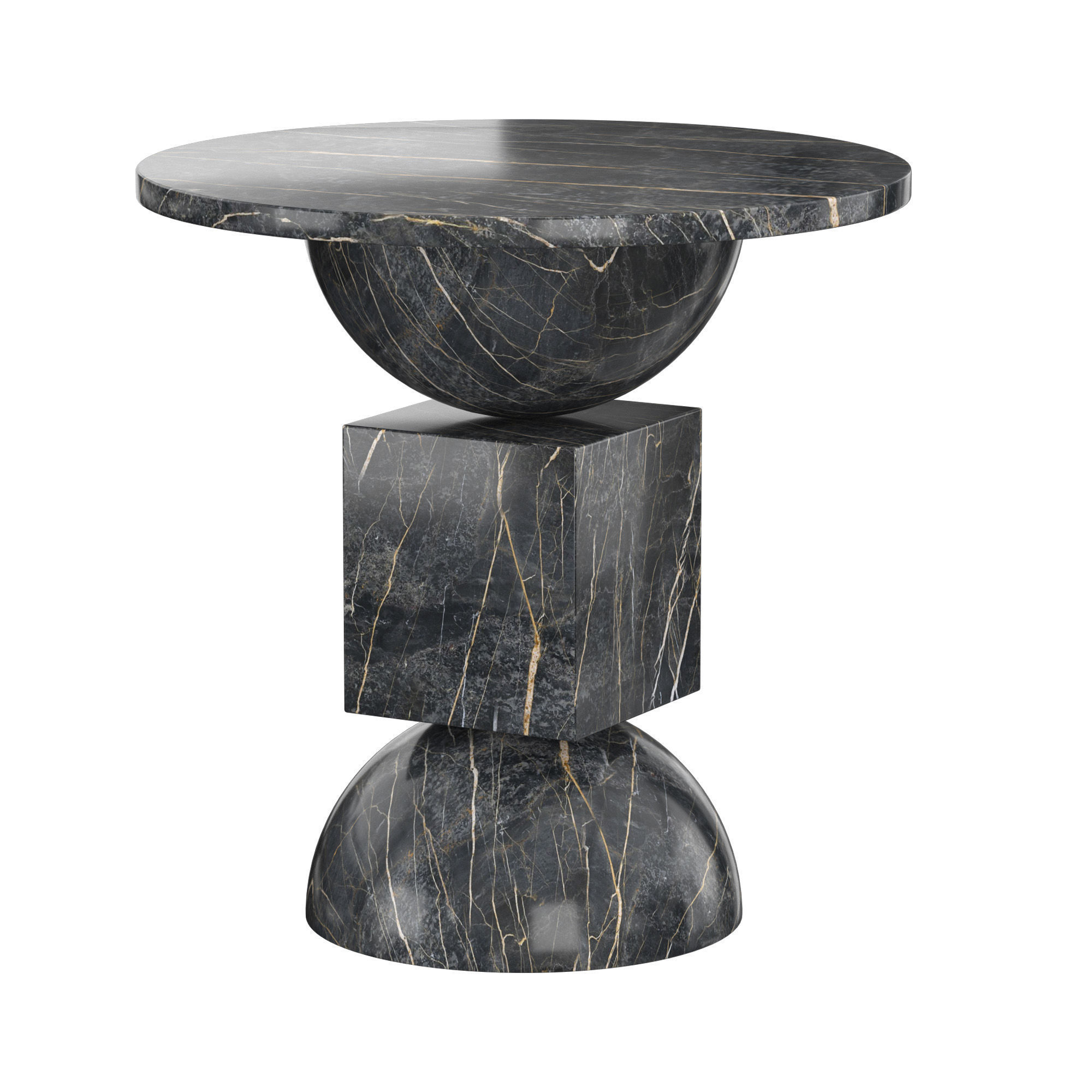 Neda Ebony Marble End Table 3D model_3