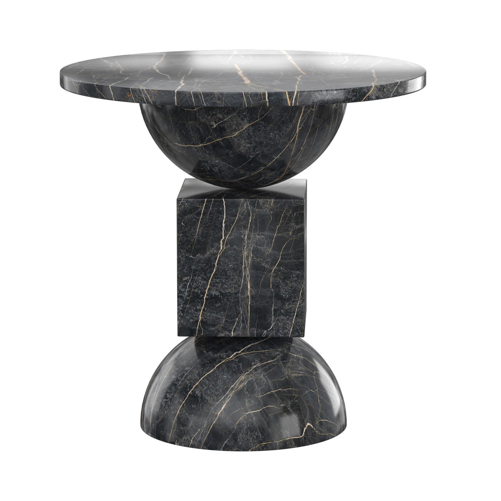 Neda Ebony Marble End Table 3D model_4