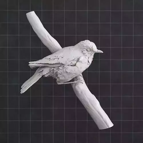 Bird on a branch 3D print model