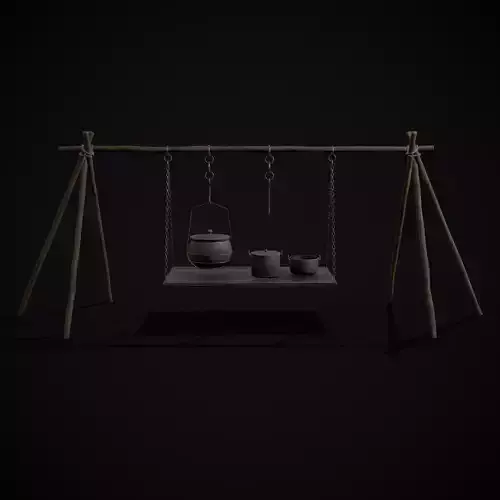 Cooking Pot Set Low-poly 3D model