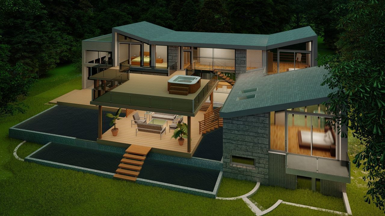 Casa Scene-villa-modern house 3D model_22