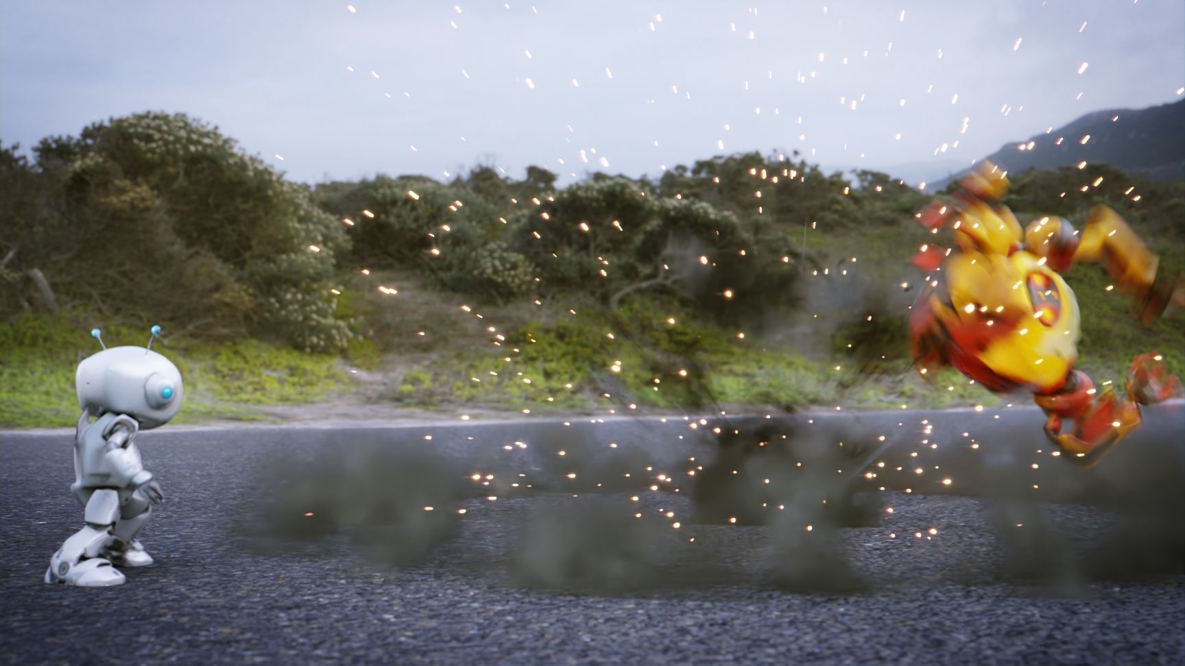 Robot Chasing VFX Scene Low-poly 3D model_4