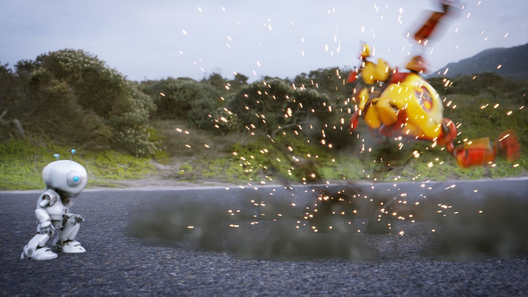 Robot Chasing VFX Scene Low-poly 3D model_3