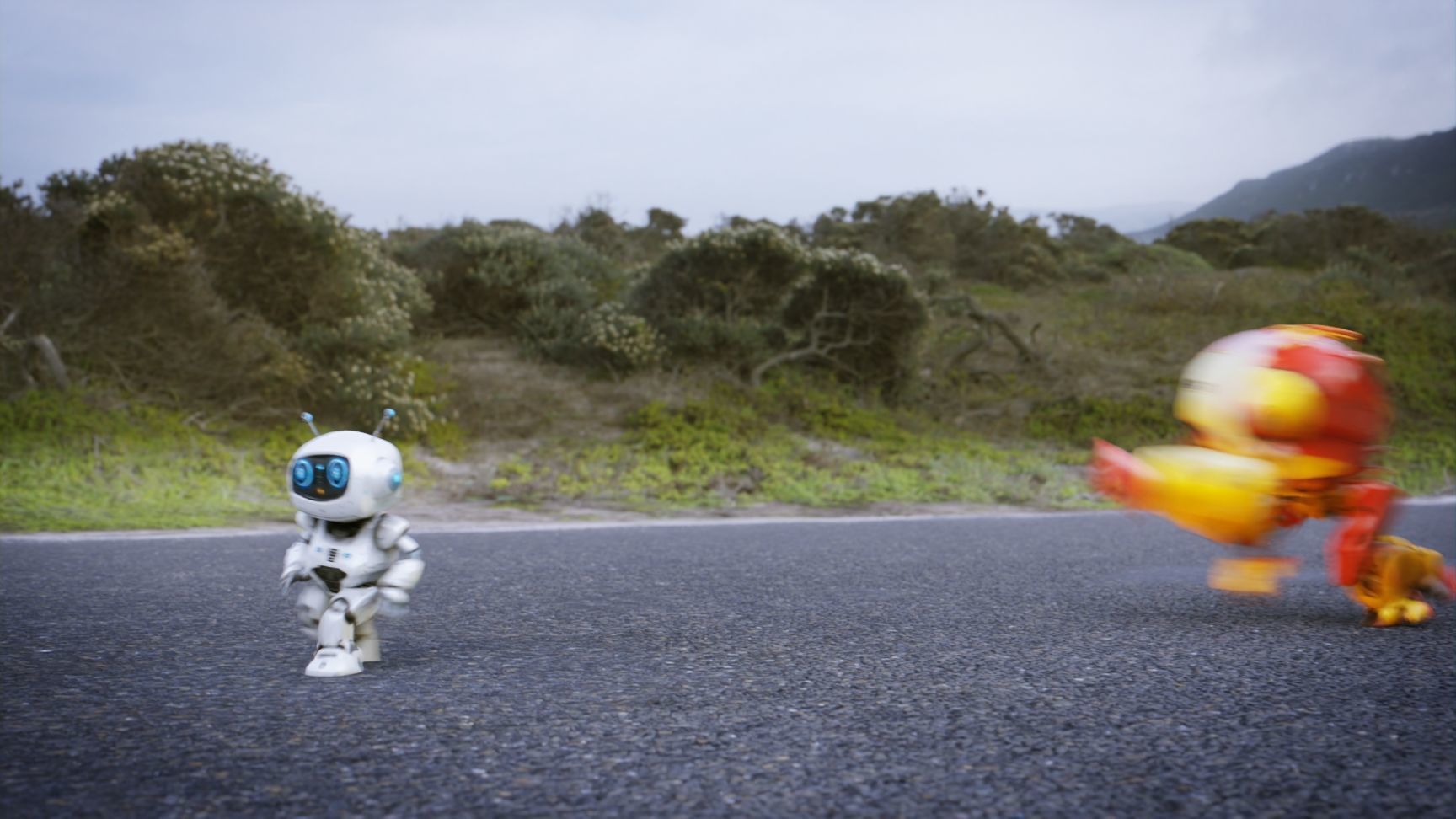 Robot Chasing VFX Scene Low-poly 3D model_1