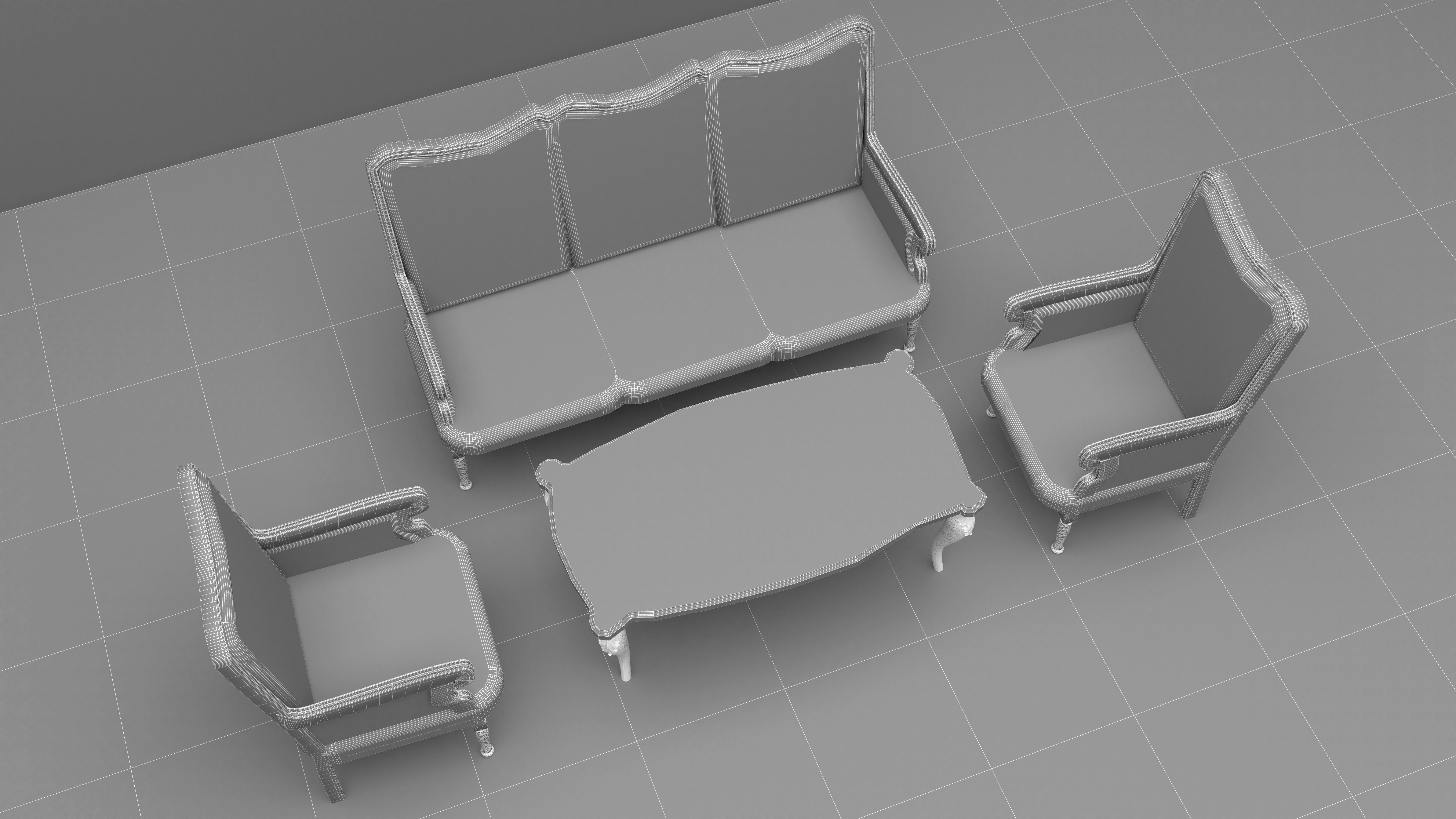 Living Room Sunset 3D model_11