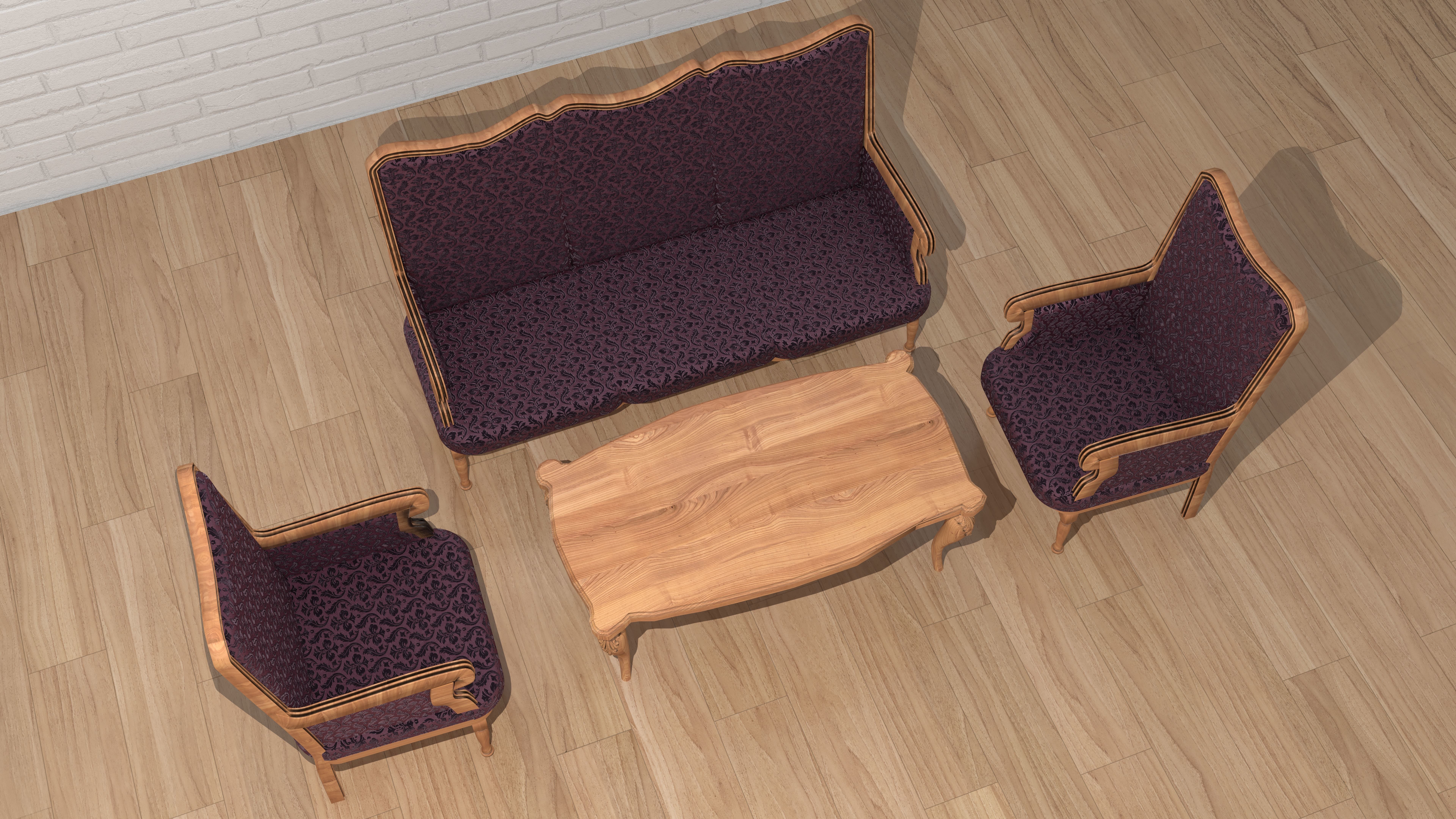 Living Room Sunset 3D model_7