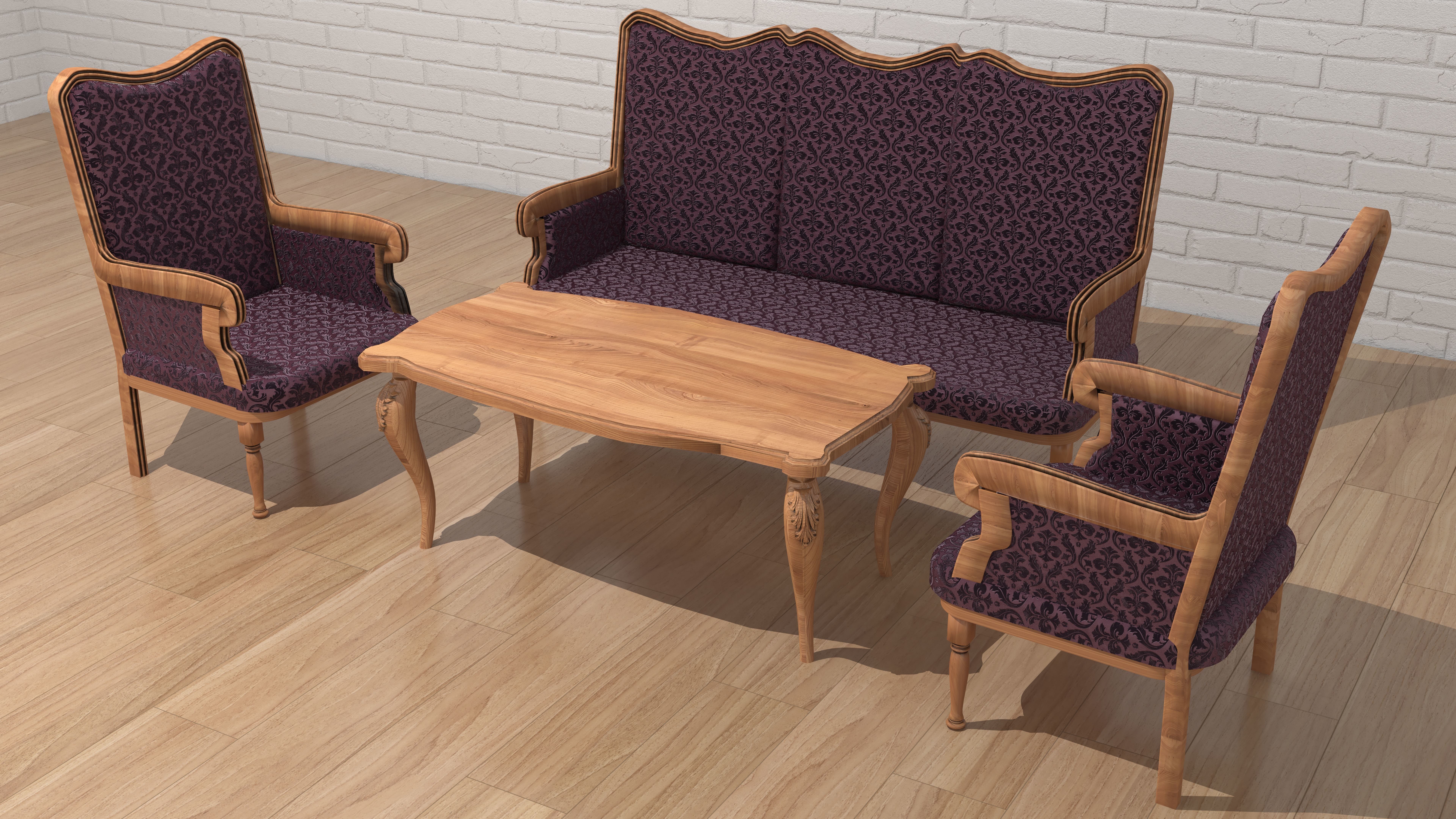 Living Room Sunset 3D model_1