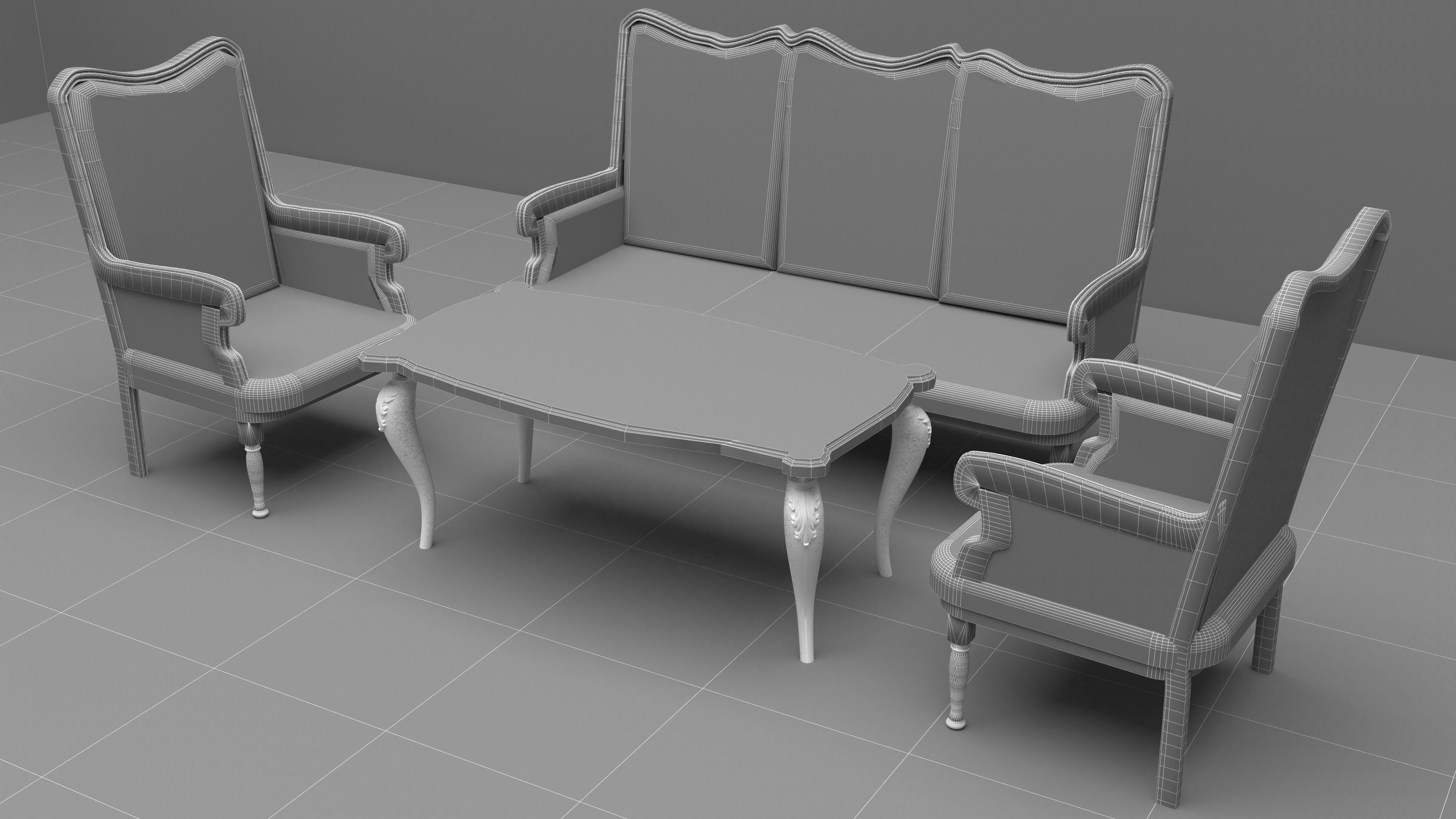 Living Room Sunset 3D model_12