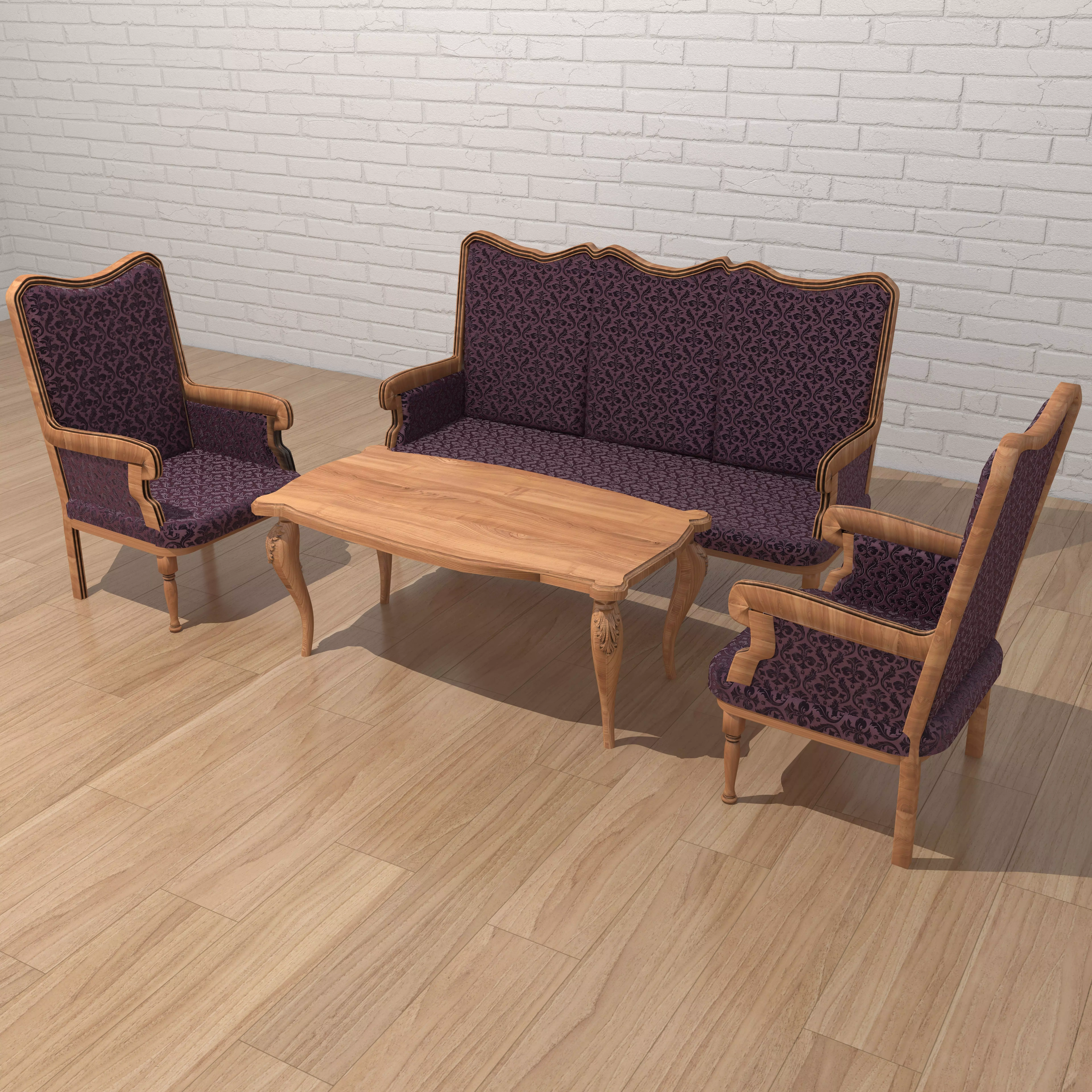 Living Room Sunset 3D model_0