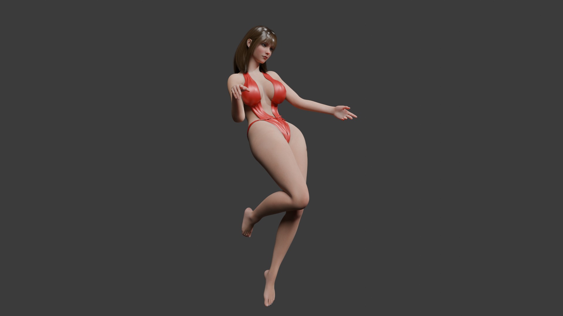 3D Nude Young Girl Low-poly 3D model_4