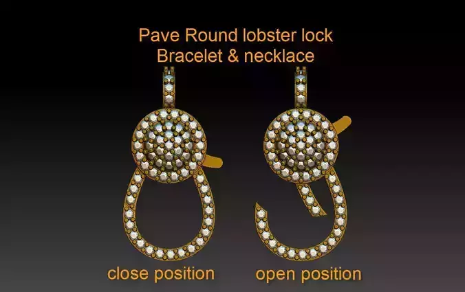 pave spring lock lobster clasp 3D print model